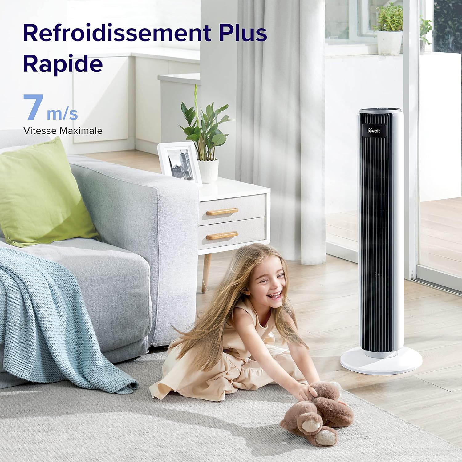 LEVOIT - ventilateur colonne série silencieuse 92cm - 5 vitesses, 4 modes, télécommande, oscillant 90°, 33W