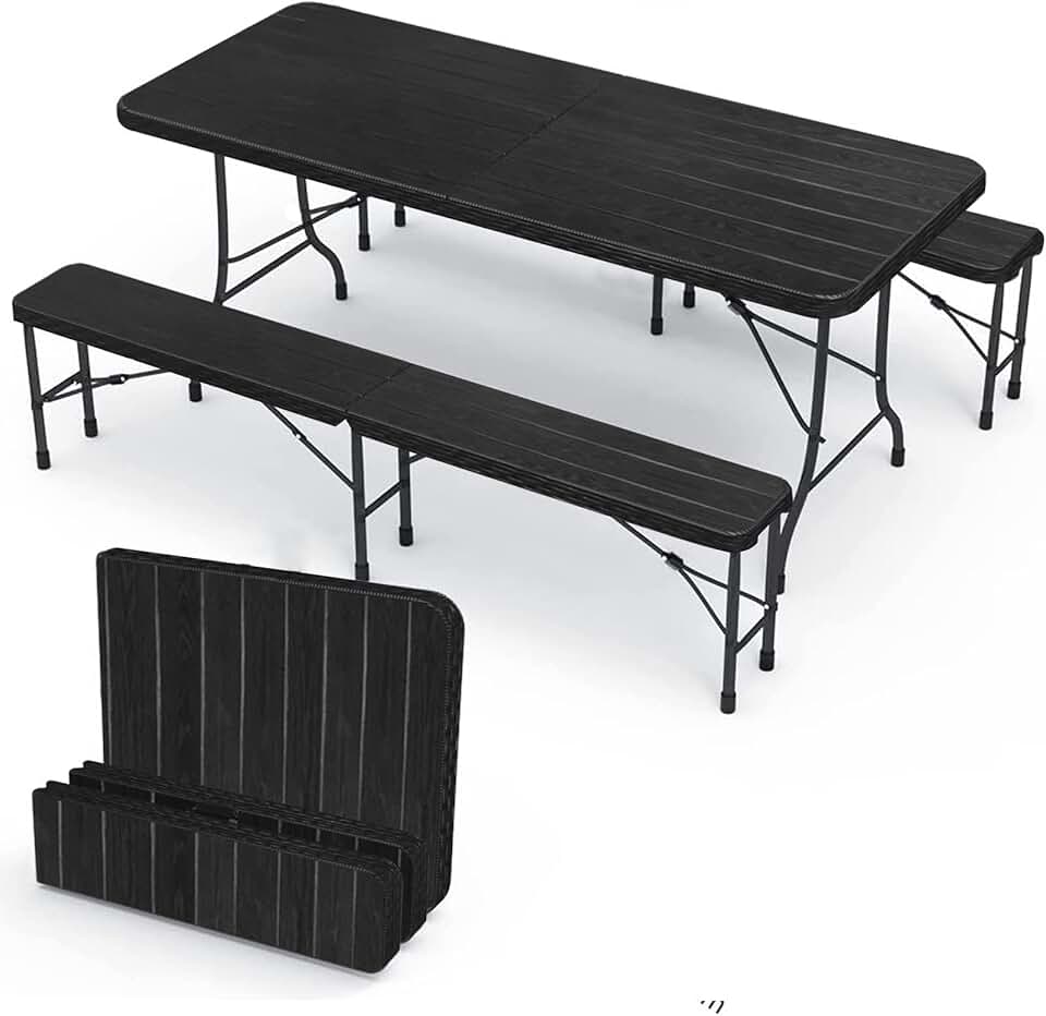 IZTOSS - Ensemble table pliante 8 personnes - table + 2 bancs - pour terrasse, jardin et camping - IZTOSS