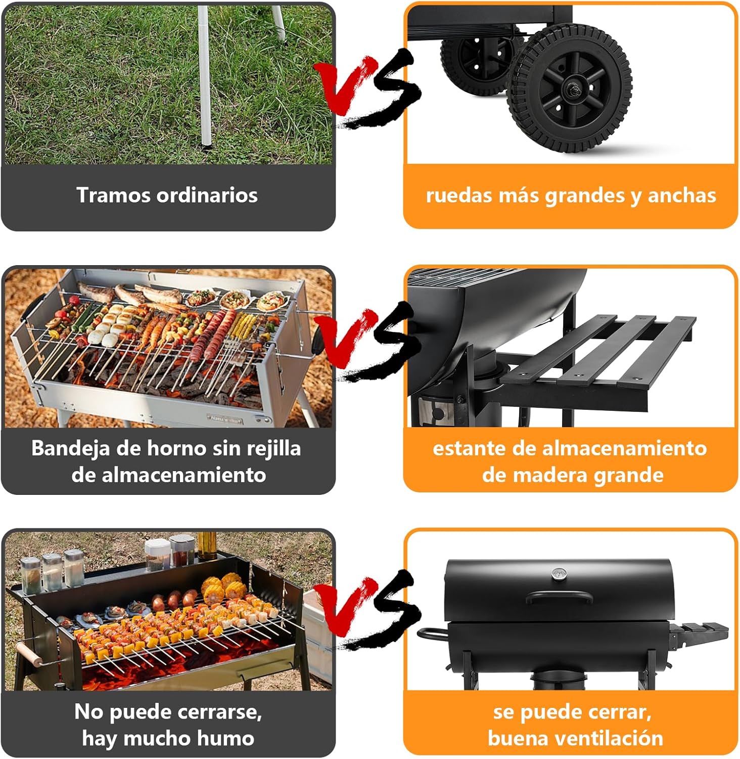 TEENO - barbecue charbon + table pliante 180x74x74 cm - gants inclus