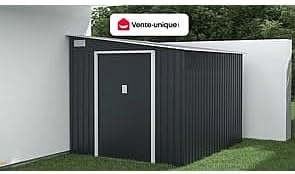 Vente-unique - abri de jardin métal adossé 5,49 m² acier anthracite DAUSTIN