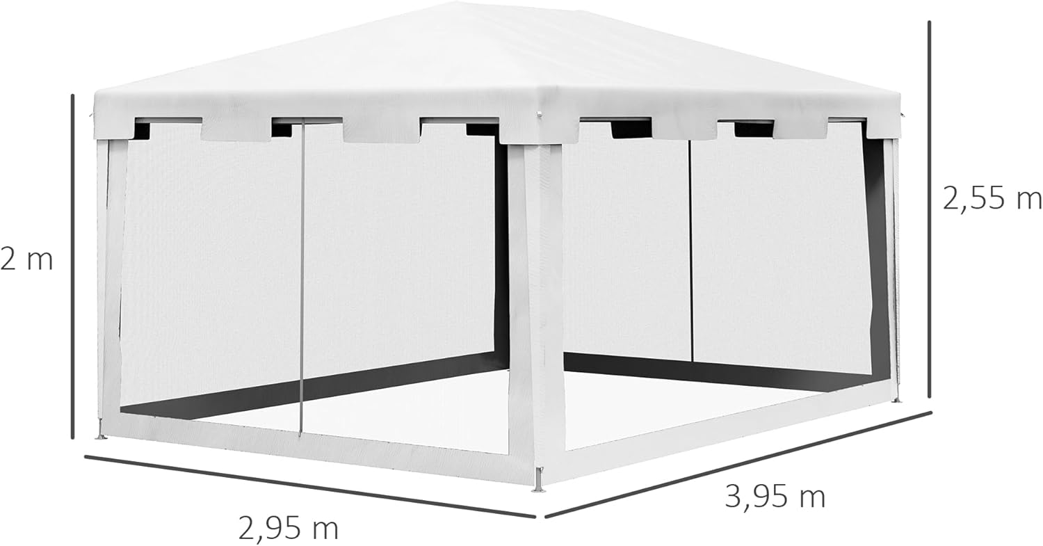 Outsunny - Tonnelle série réceptions - 3x4m - parois maille, 2 portes, blanc