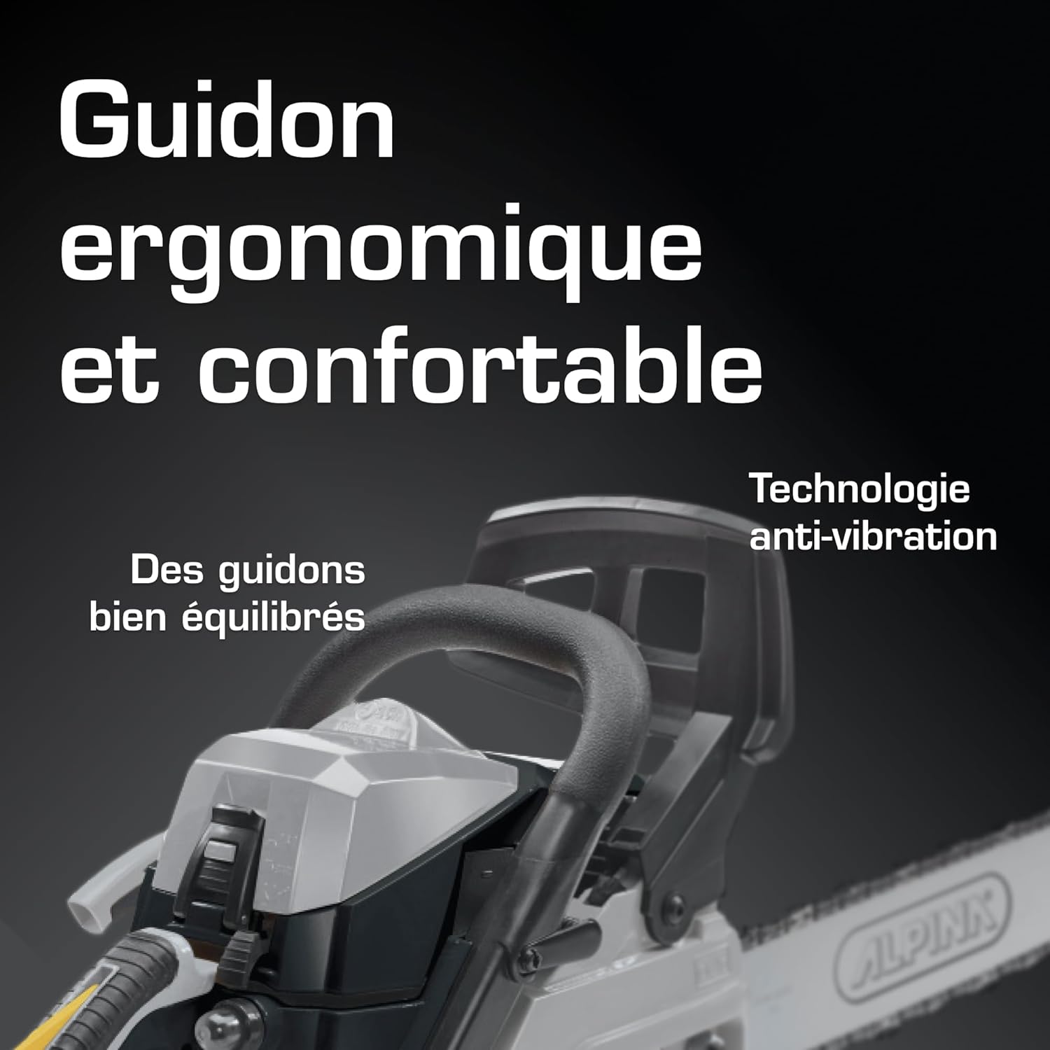Alpina Tronçonneuse thermique ACS 38 (14)", Guide-chaîne de 35 cm (14)", Moteur thermique 37,2cc, 1200W, Vitesse de chaîne 21 m/s, Démarrage facile, Pompe à huile réglable automatiquement