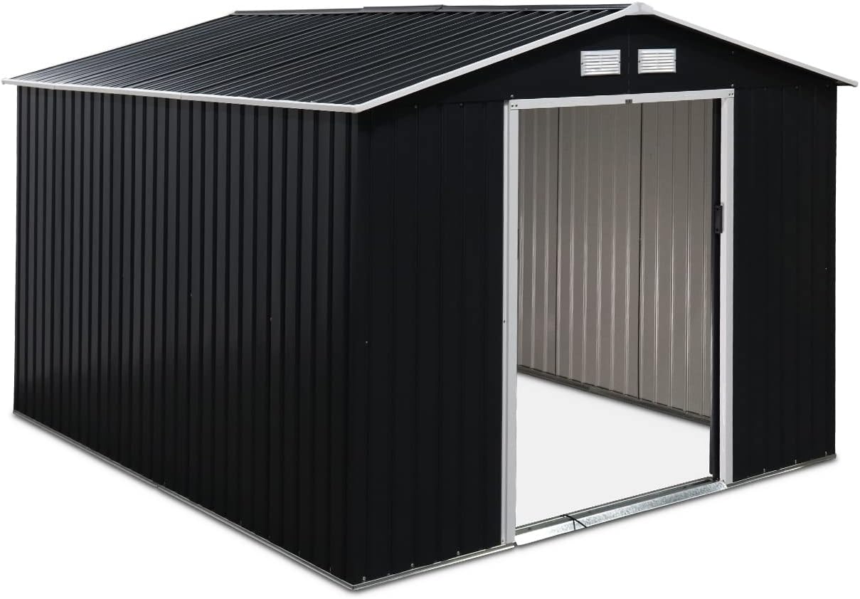 Alice's Garden - Abri de Jardin en métal - FLANDRE 8.84m² Gris Anthracite - Cabane à Outils avec Deux Grandes Portes coulissantes. kit de Fixation Sol Inclus. Maison de Rangement. Remise