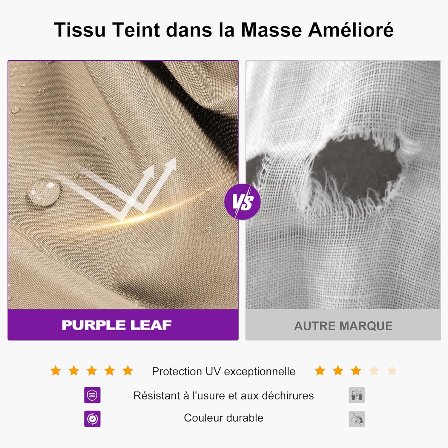 PURPLE LEAF - Pergola alu finition teck 4x3m - toile rétractable, rideau, kaki