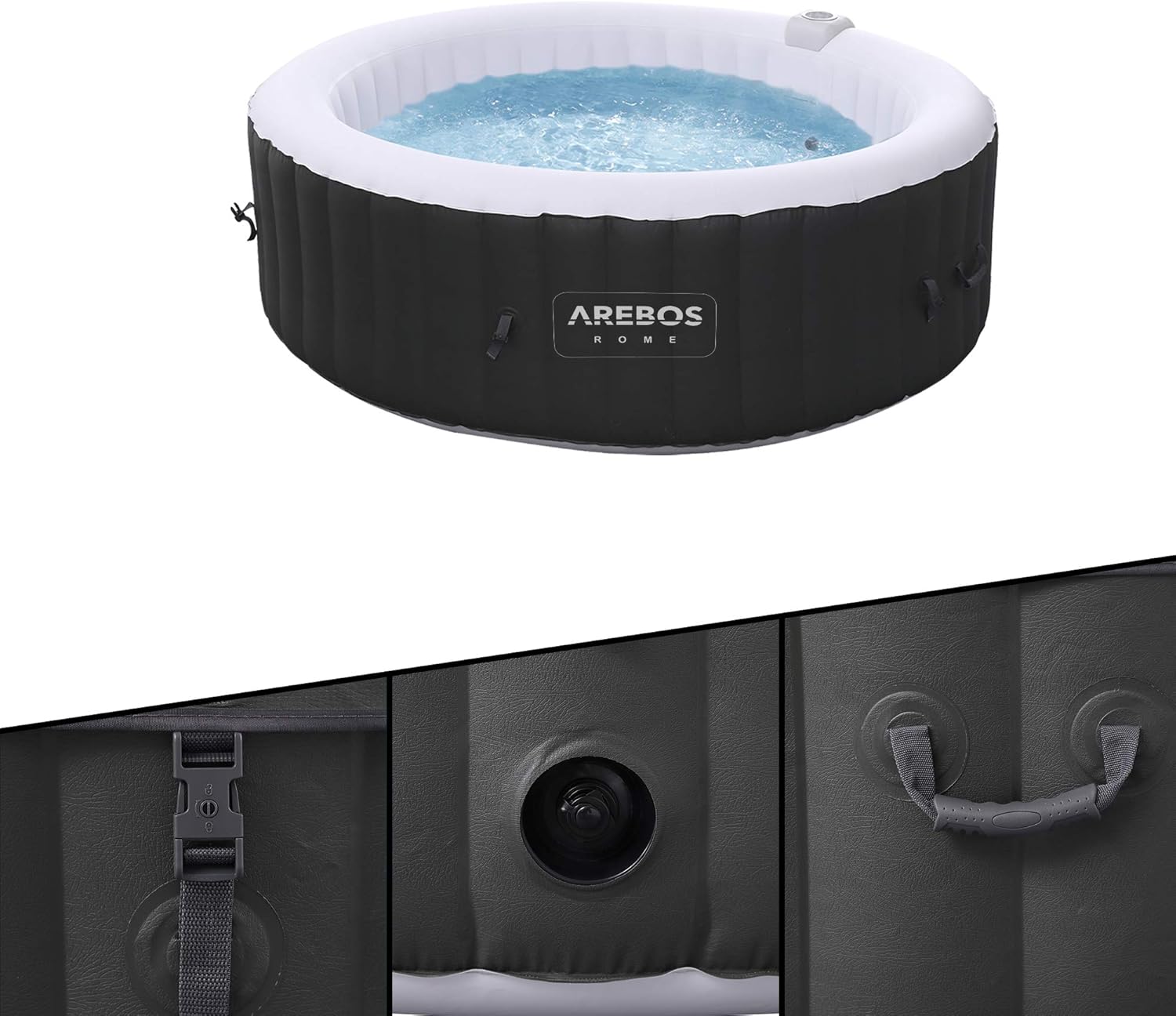 Arebos - spa gonflable rond 208 cm - 6 pers, 130 jets, 1000L, chauffage