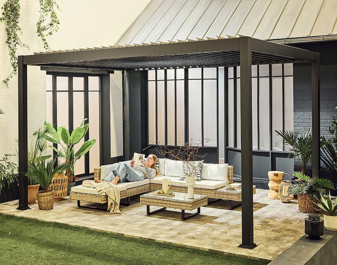 Bestmobilier - Cherry série - pergola bioclimatique 4x3m - aluminium gris anthracite