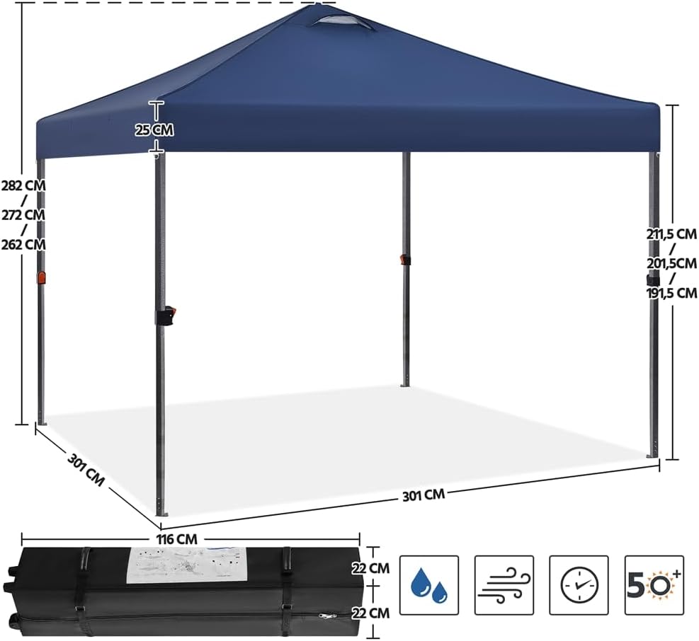 Yaheetech - tonnelle pliante série - 3x3m - imperméable, accessoires