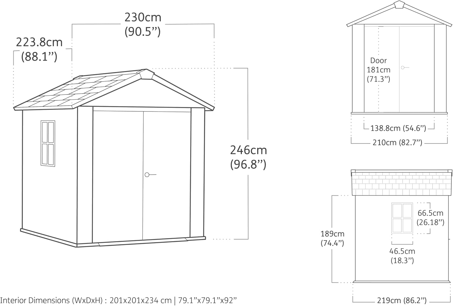 Keter - Newton série - 223,8x230x246 cm - abri de jardin gris - 757
