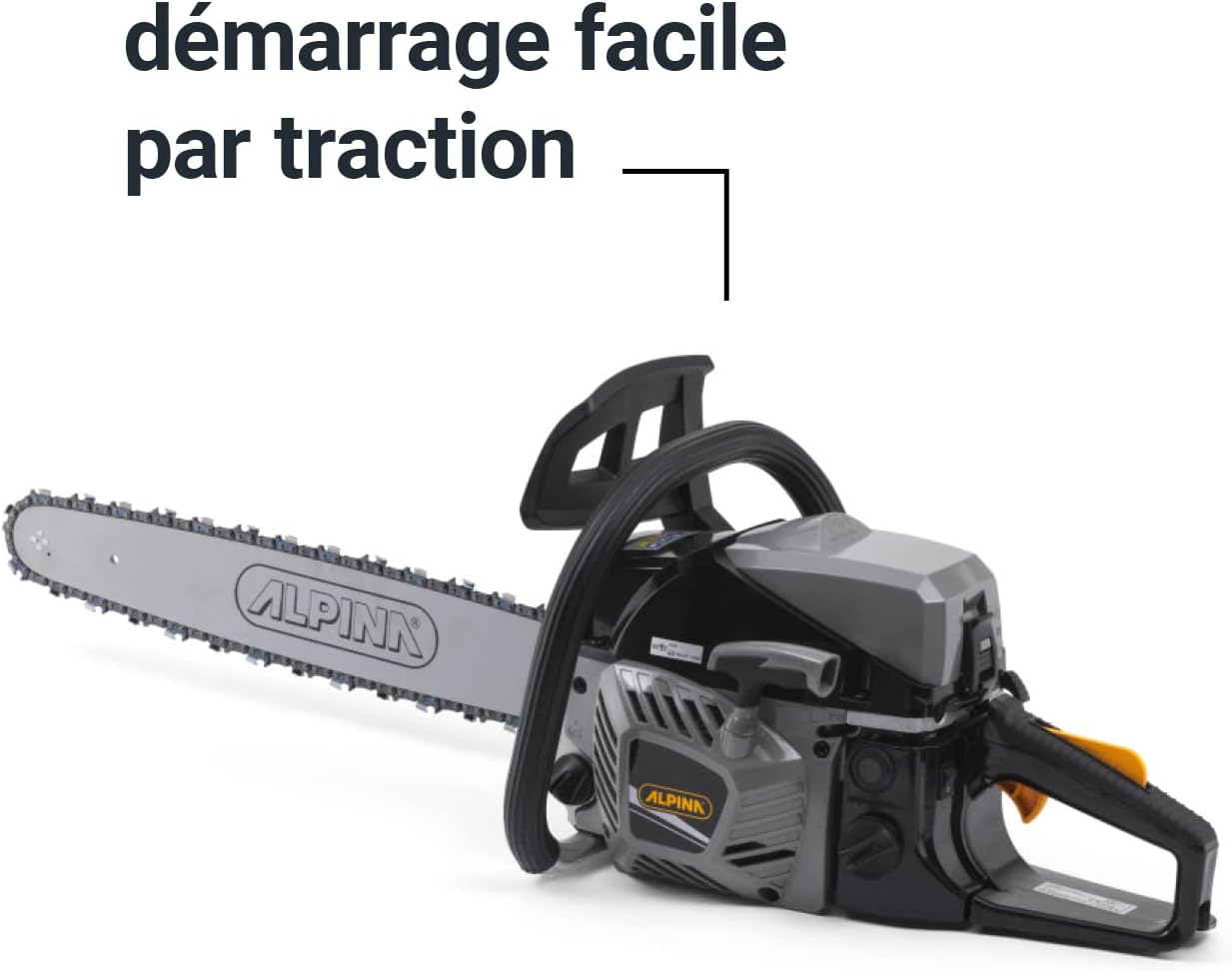 Alpina ACS 50 Tronçonneuse Thermique, 2.2 kW, 50 cm – Pompe À Huile Automatique, Système Anti-Vibration – Pour Travaux De Coupe Exigeants