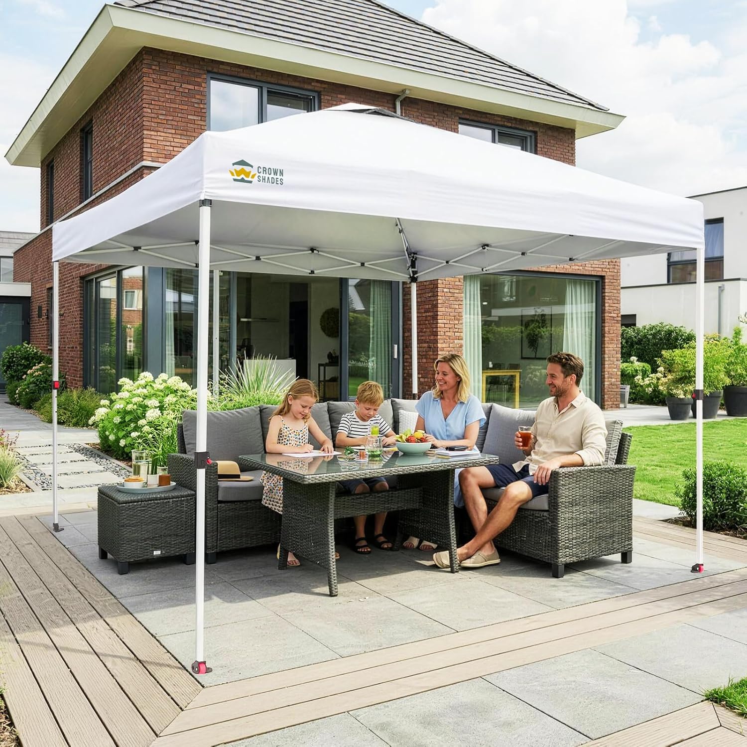 CROWN SHADES - tonnelle pliante - 3x3 m - imperméable, UPF 50+, sacs de sable