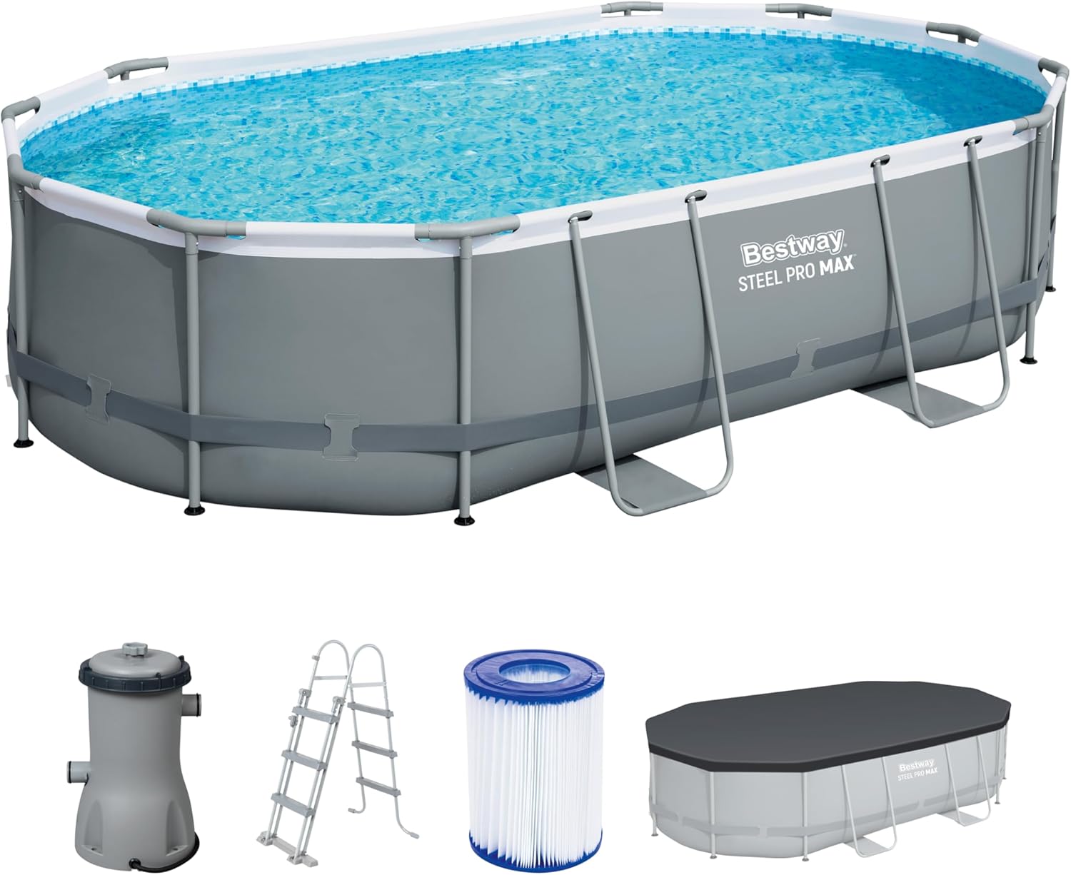 Bestway - Steel Pro Max - 488x305x107 cm - Piscine hors sol gris