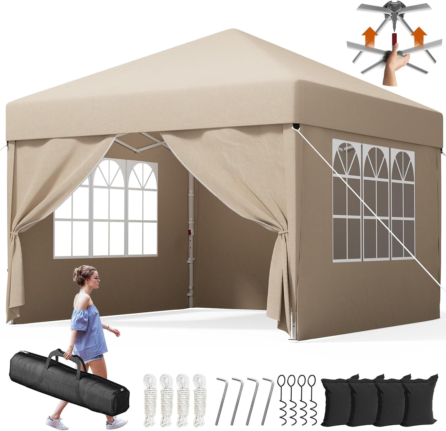 Devoko - tonnelle pliante 3x3m - imperméable, 4 parois, UV 50+