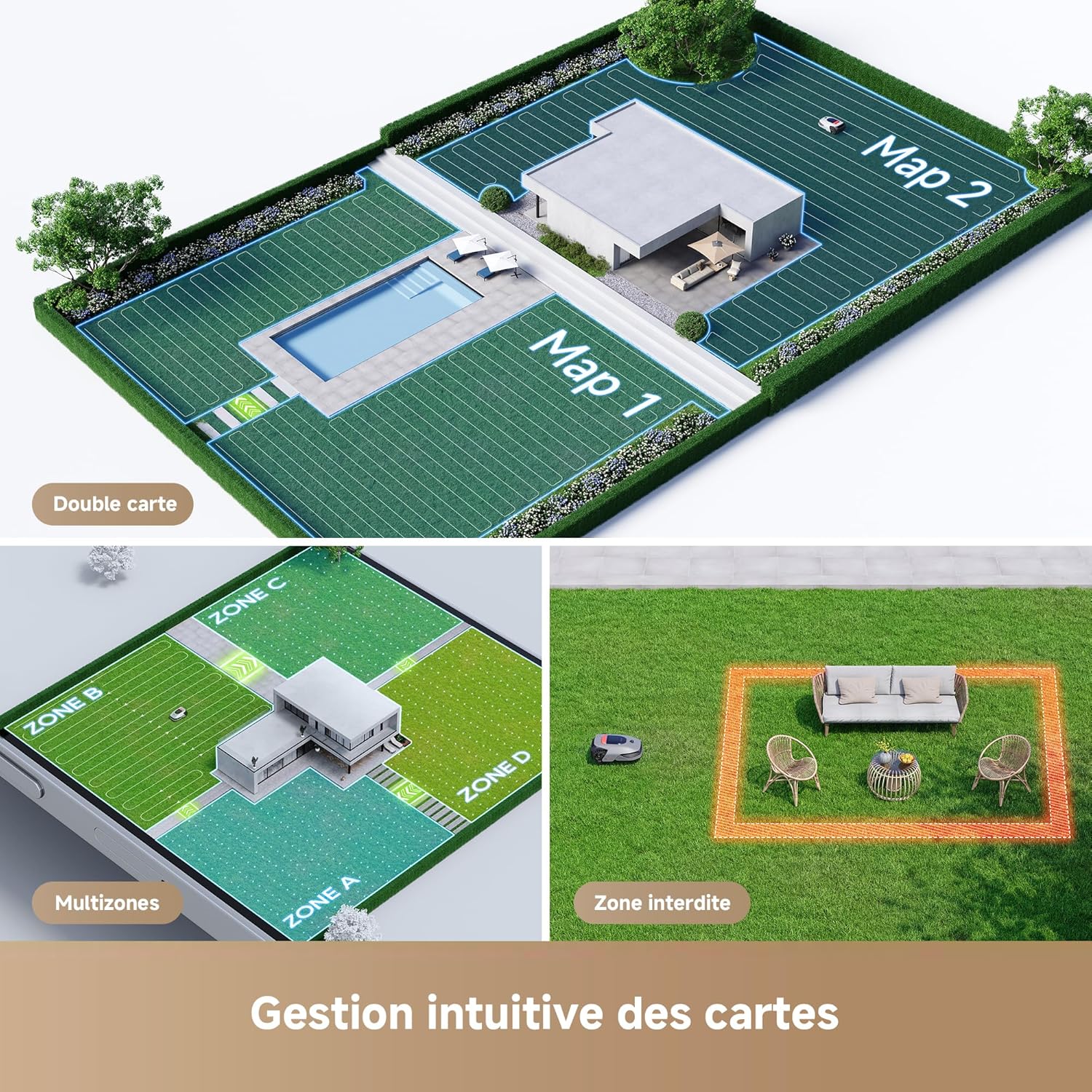Dreame - A1 Pro série - jusqu’à 2000m² - Lidar 3D, contrôle app, A1 Pro