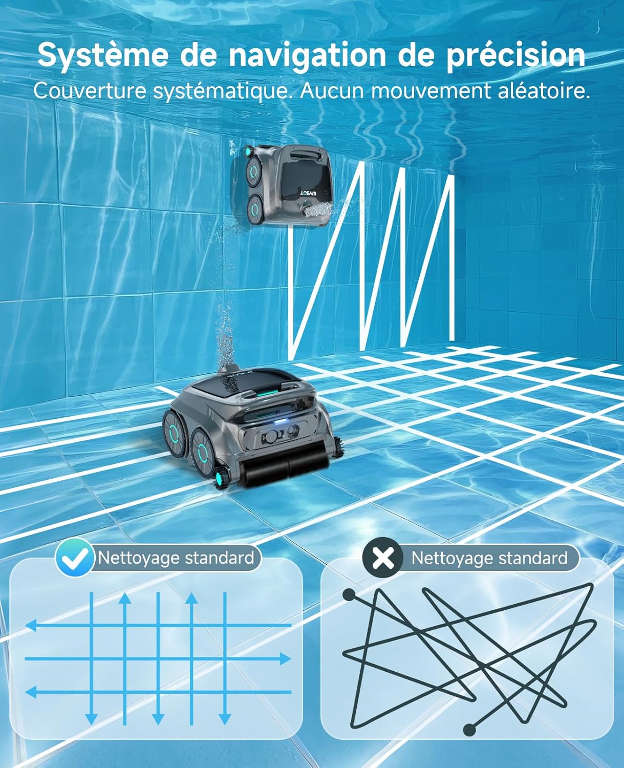 WYBOT - Robot piscine OS600 - nettoyage parois, 120 min, sans fil, OS600