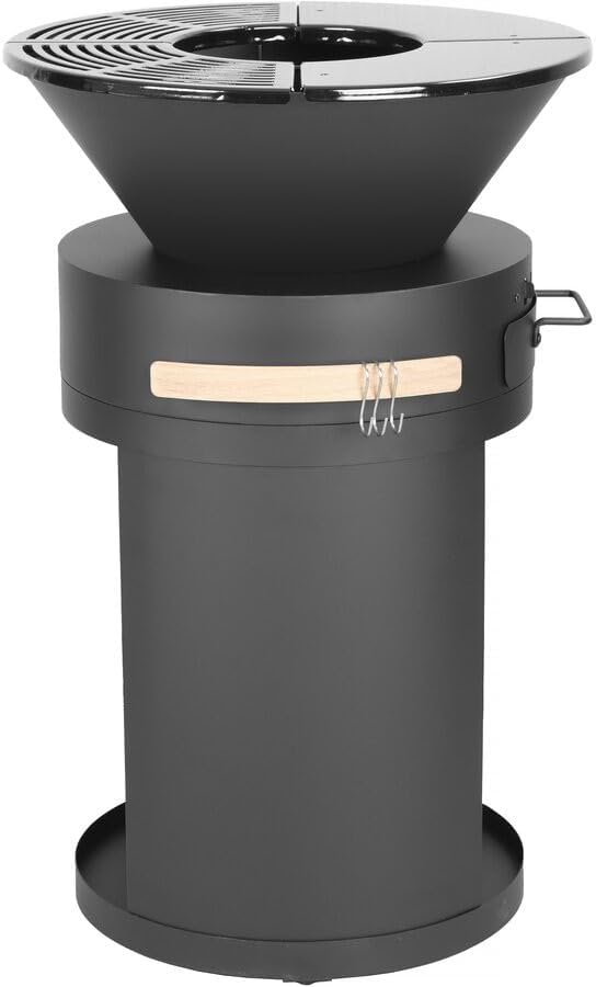 Barbecue plancha brasero charbon/bois, Cesar - 49x49x92cm, noir