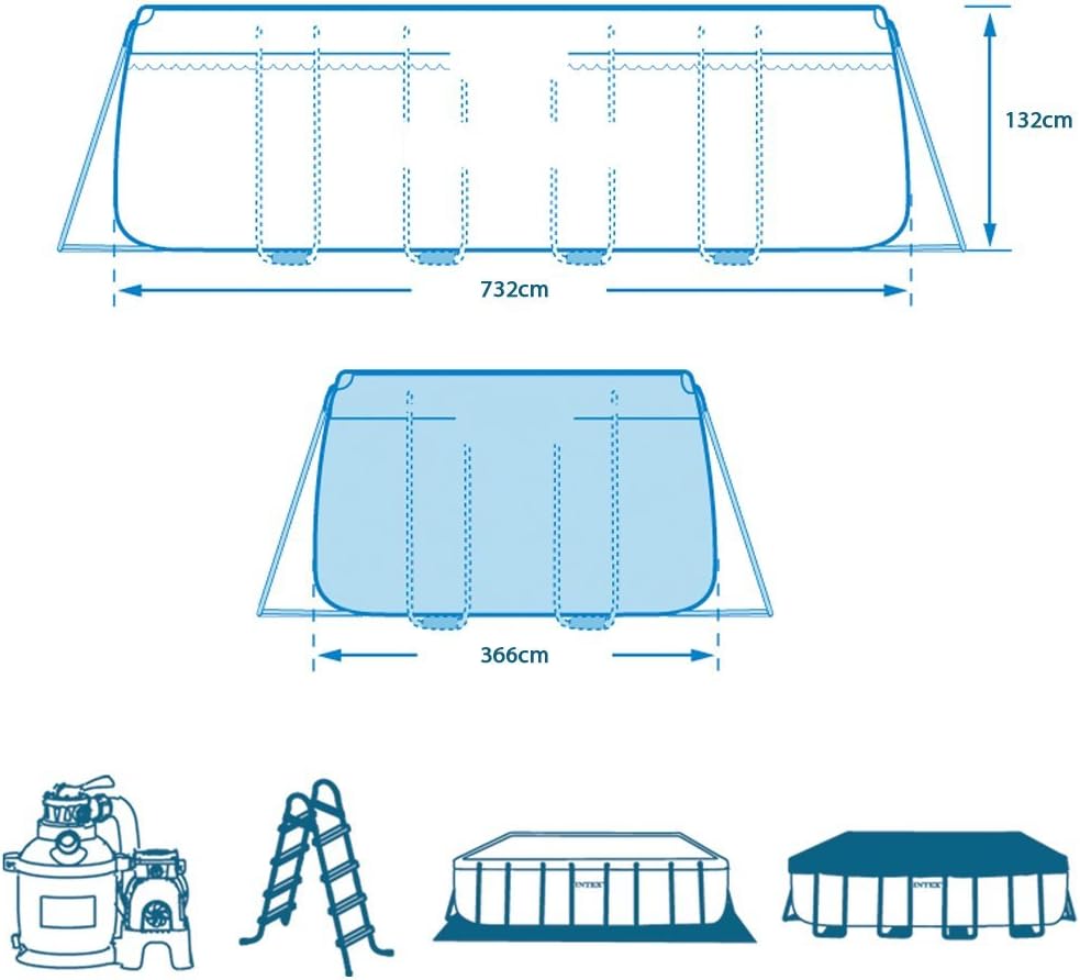 Intex - Piscine Ultra Série - 732x366 cm - Filtration et accessoires complets