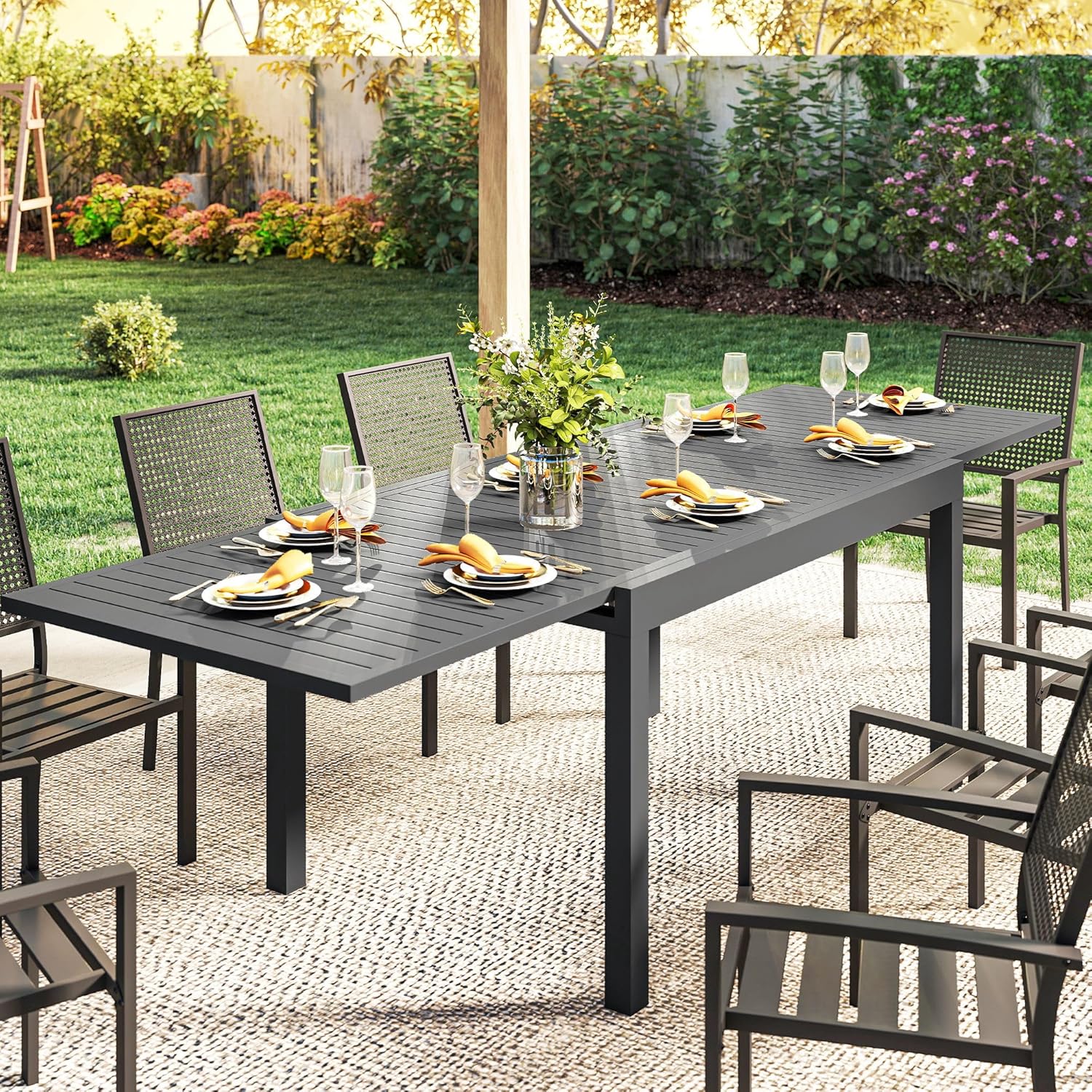 Outsunny - Table Jardin Extensible - 135-270cm - Aluminium, 6-10 pers.