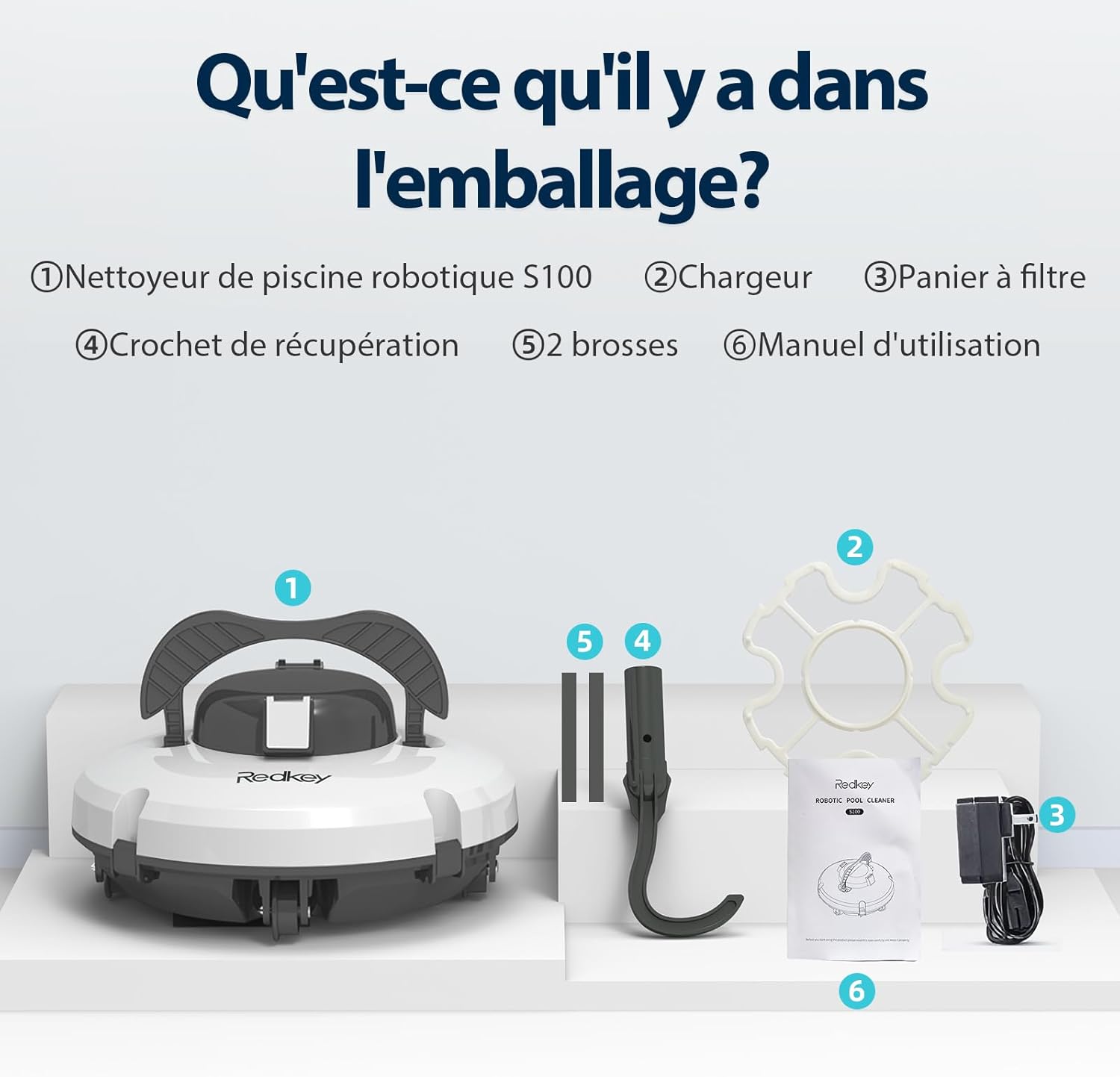 Redkey - S100 Série - 120㎡ - Nettoyage sans fil, 200min, double moteur
