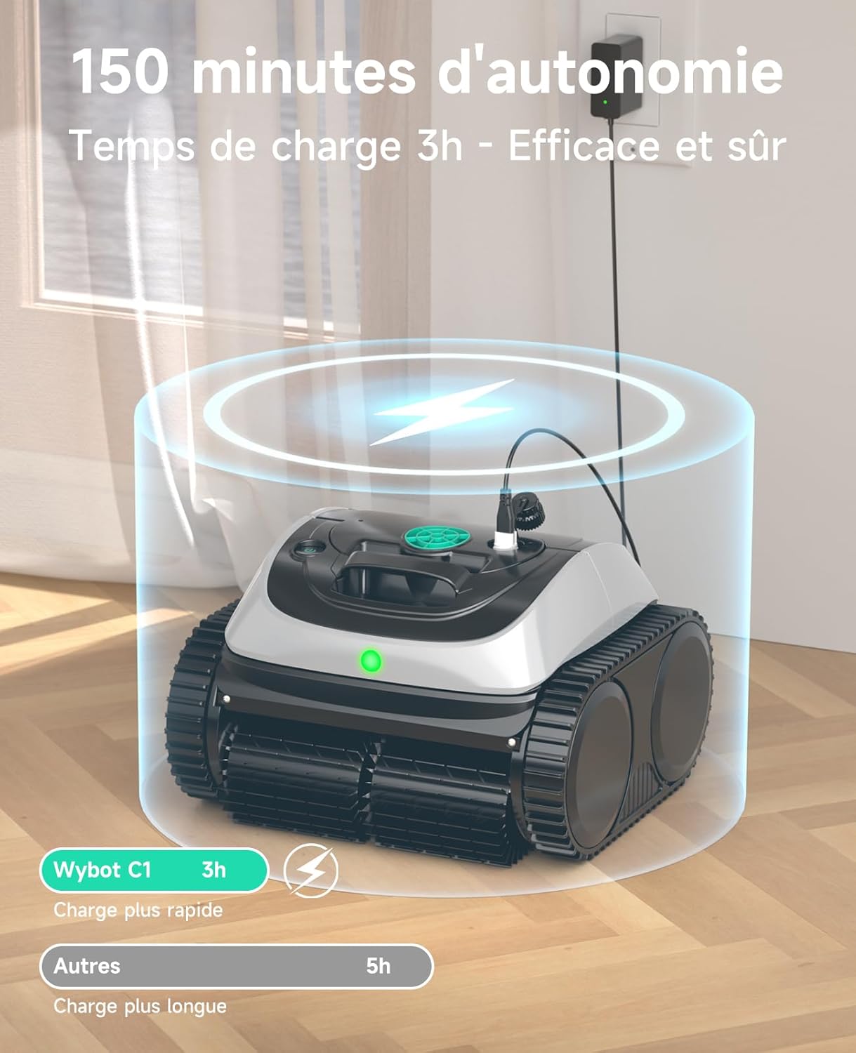 WYBOT - Robot piscine C1 - 150m² - Nettoyage fond/parois, planification intelligente, 150 min