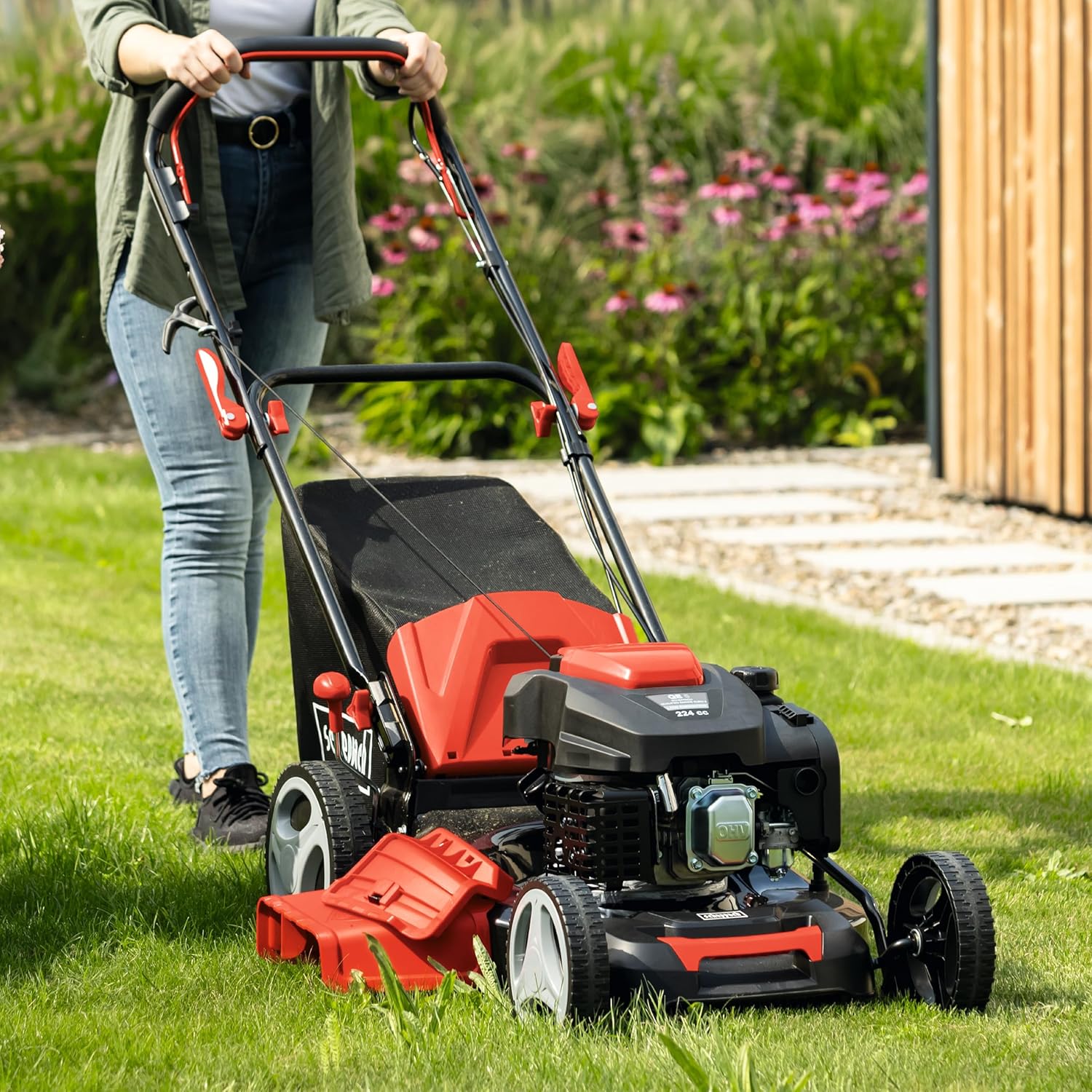 Scheppach - Tondeuse thermique autotractée - 53cm - 6CV, mulching, 65L, réglage hauteur, MS225-53
