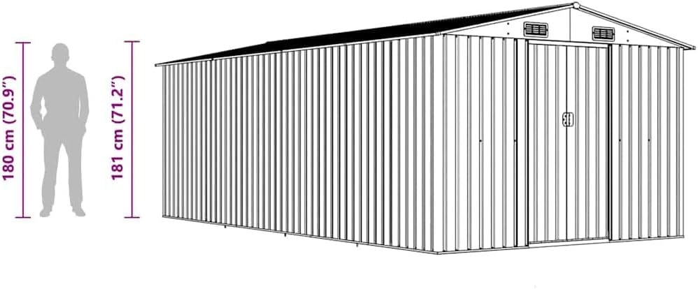 vidaXL Abri de Jardin 257x489x181 cm Métal Anthracite Terrasse Cabane à Outils