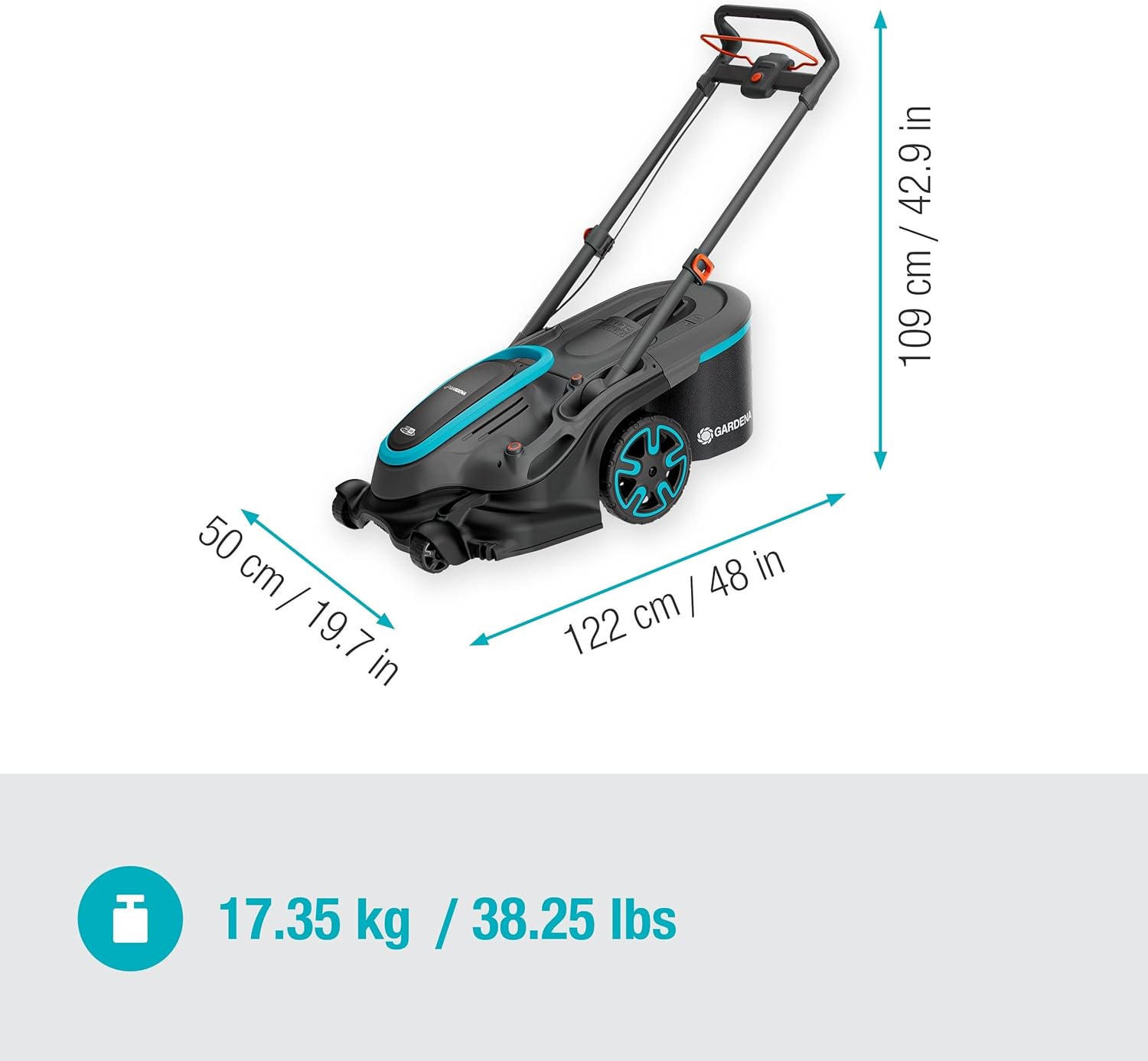 Gardena Tondeuse sur Batterie PowerMax Duo 46/36V P4A 4 Ah - Kit prêt à l'emploi: Haute Performance, Deux Lames Valent Mieux Qu’Une, Idéal pour Les espaces étroits (14646-20)
