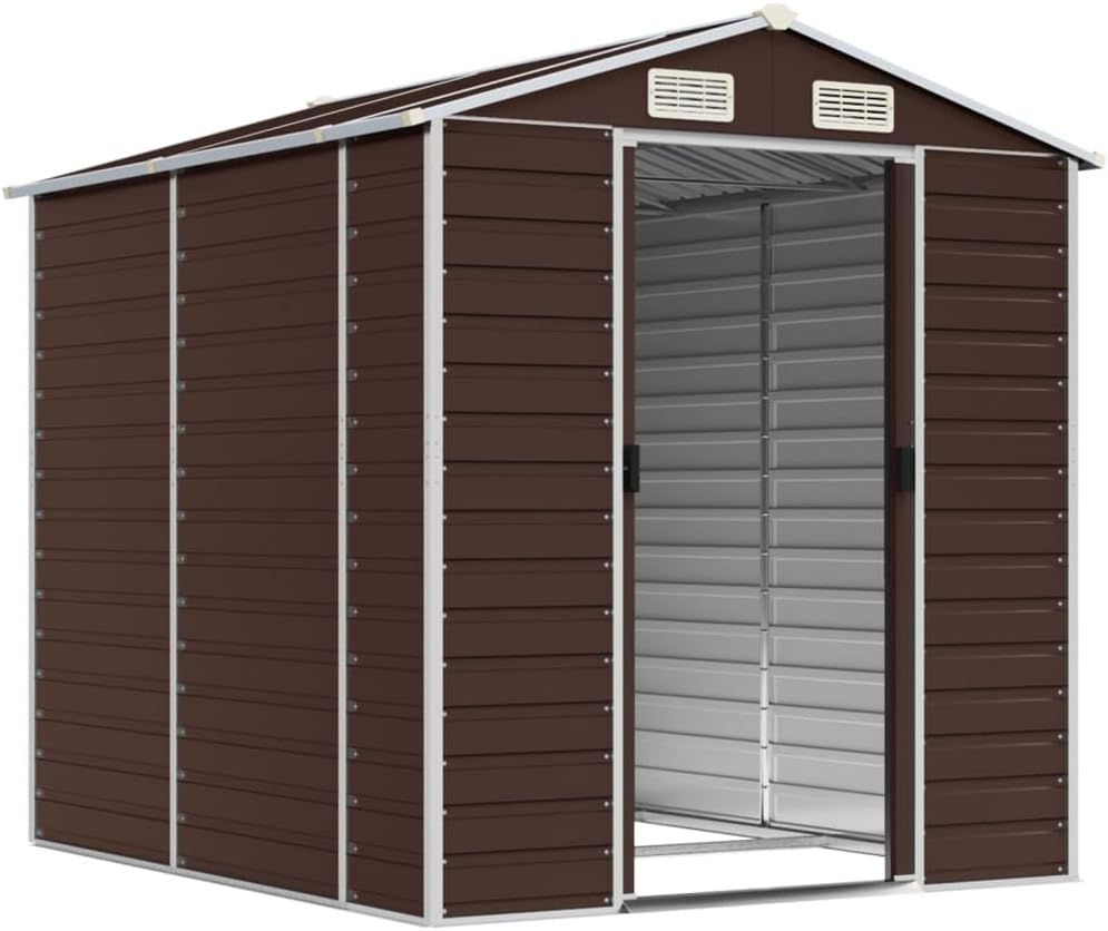 vidaXL - Abri de jardin acier, marron, 191x215x198 cm, galvanisé