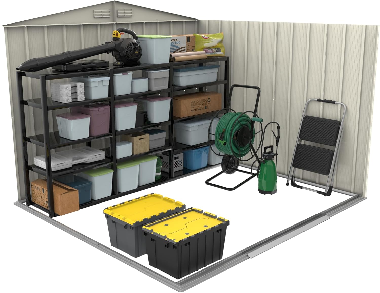 Duramax ECO 8 x 8 (5.89 m²) Abri de Jardin en Métal Galvanisé à Chaud, Abri de Stockage d'Outils, Structure de Toit Renforcée, Abri en Métal Sans Entretien, Vert