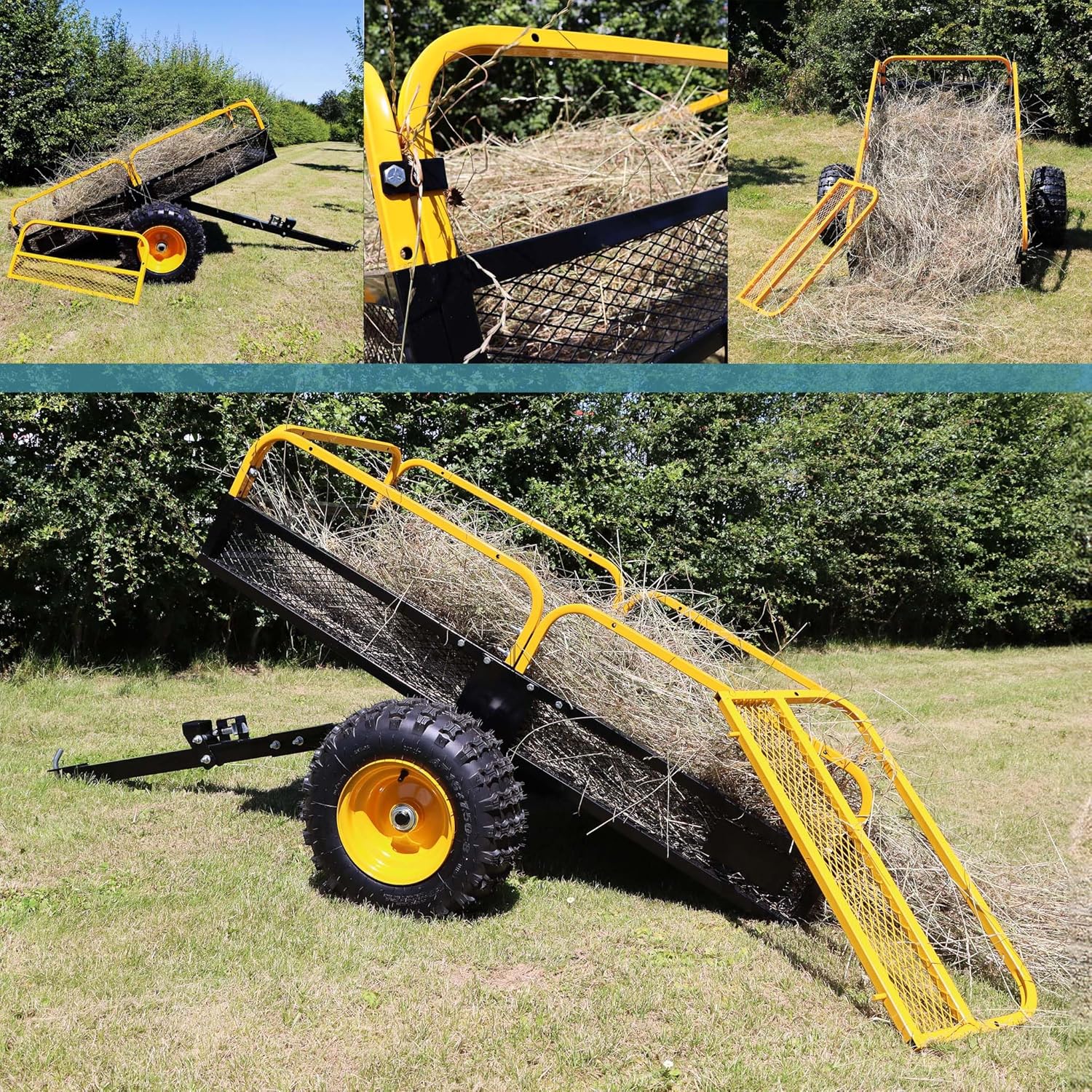 Wiltec - Remorque basculante acier 2100x1200x70 mm, capacité 450kg