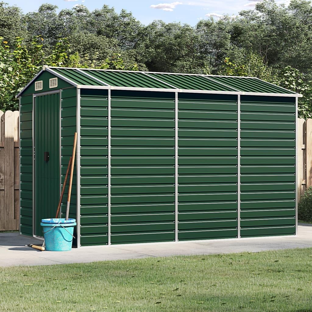 LAPOOH Abri de Jardin Vert 191x300x198 cm Acier galvanisé,Abris De Jardin,Abri De Stockage pour Jardin,Abri D'Outils De Jardin