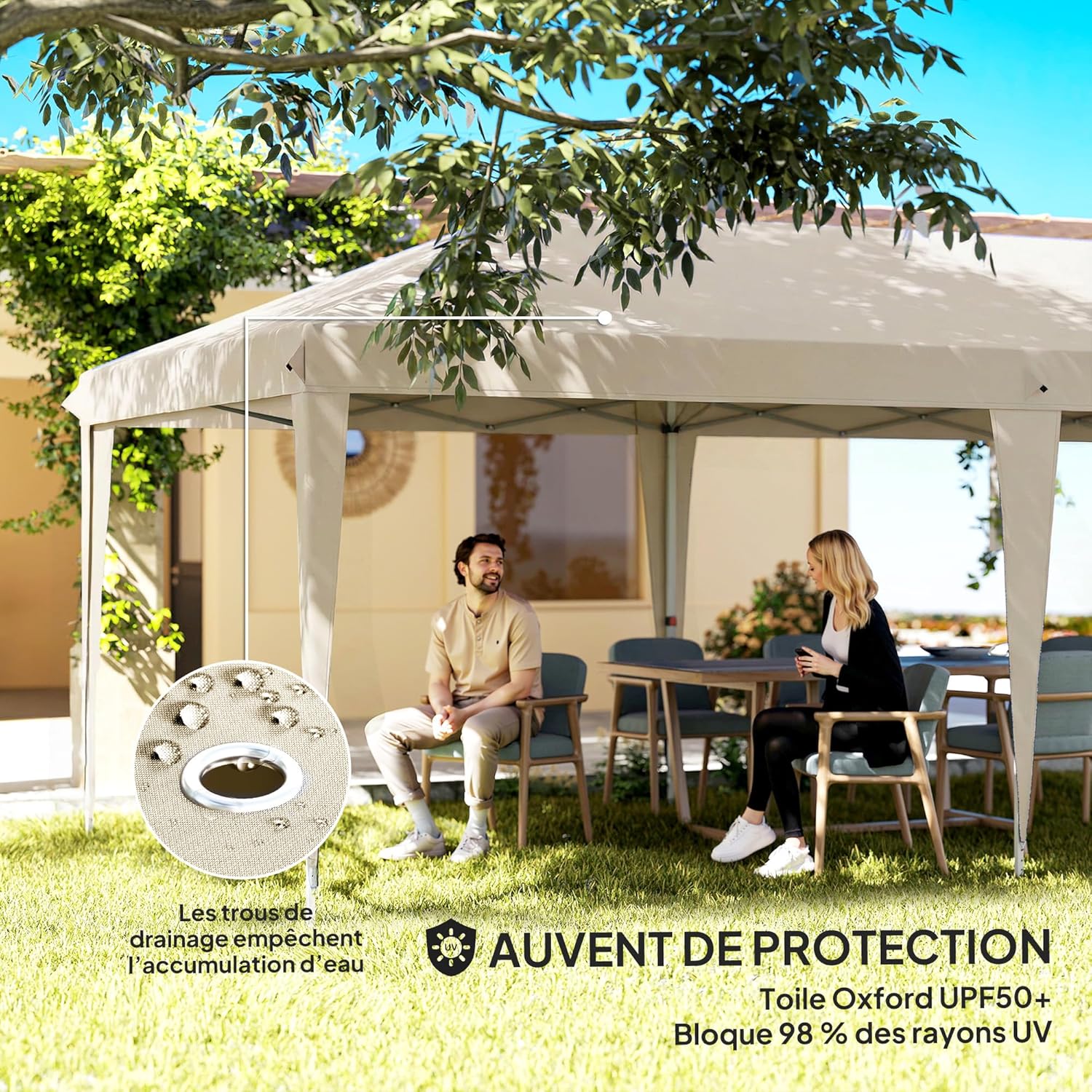 Outsunny - tonnelle pliante 3x6m - côtés amovibles, acier renforcé