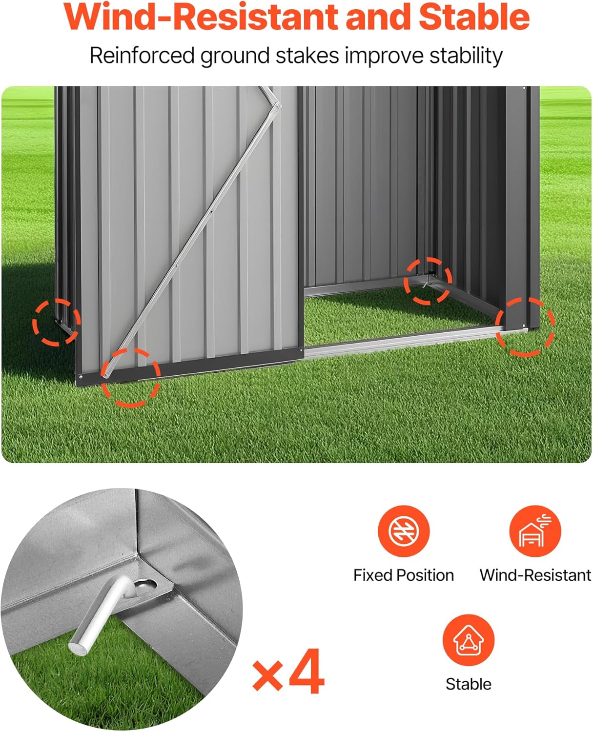 VEVOR Abri de Jardin en Métal, 153,3 x 87,6 cm, Abri de Rangement d'Extérieur, avec Porte Verrouillable, Toit en Pente, Cabine de Jardin, pour Stockage d'Outils, de Vélos, Étagères, Poubelles, Gris