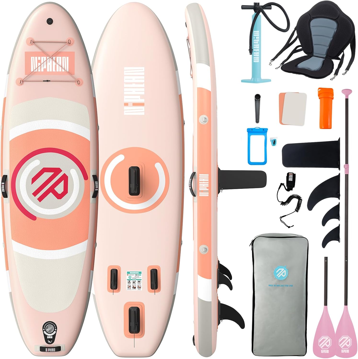 Niphean - paddle gonflable adulte avec siège - ultraléger, aileron stabilisateur, antidérapant, idéal yoga
