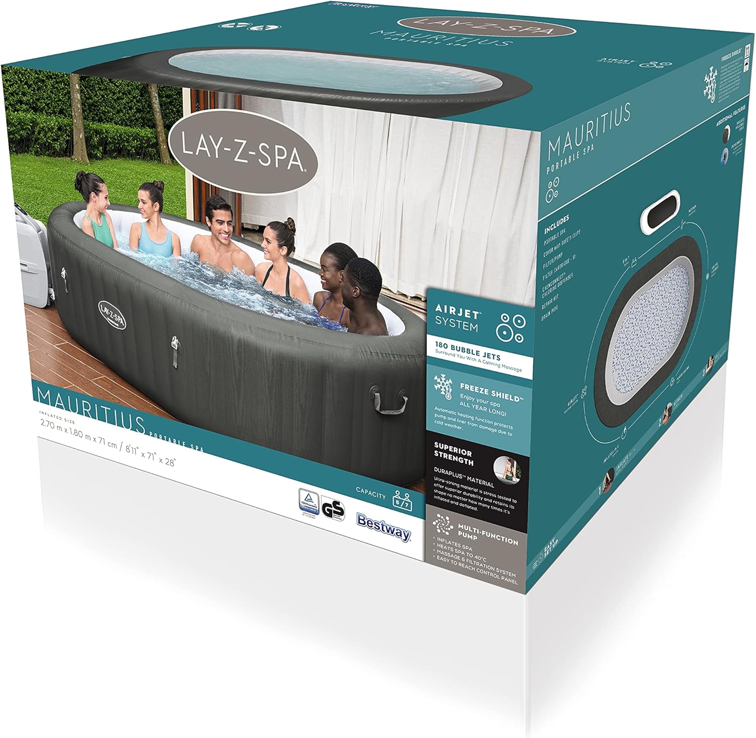 Bestway - Lay-Z-Spa Mauritius Airjet - 270x180x71 cm - 5-7 pers.