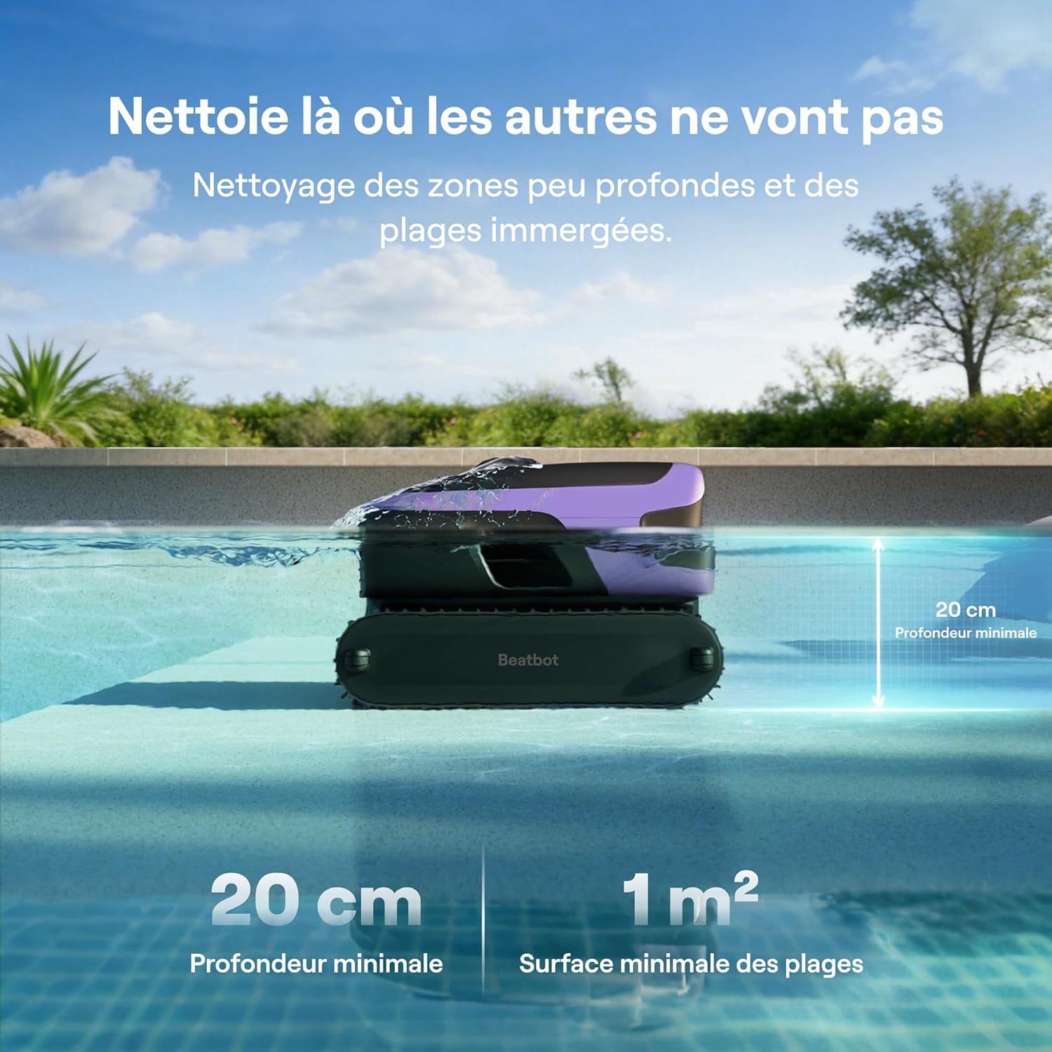 Beatbot - Sora 70 - 300 m² - Robot piscine 4-en-1, 10 000mAh, 6L, 25700LPH