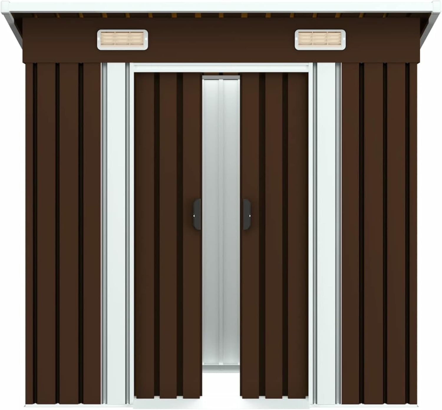 LAPOOH Abri de Stockage pour Jardin Marron 194x121x181 cm Acier,Armoire De Jardin Exterieur,Abri De Jardin,Meuble Exterieur Rangement