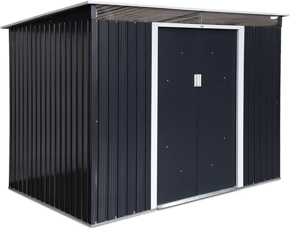 sweeek - Abri de Jardin en métal Couleur Anthracite 4.85m² avec puits de lumière - AUDOMAROIS-
