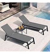 PURPLE LEAF Transat Jardin Exterieur Lot De 2 avec Table Textilène, Transat Luxe Jardin Aluminium...