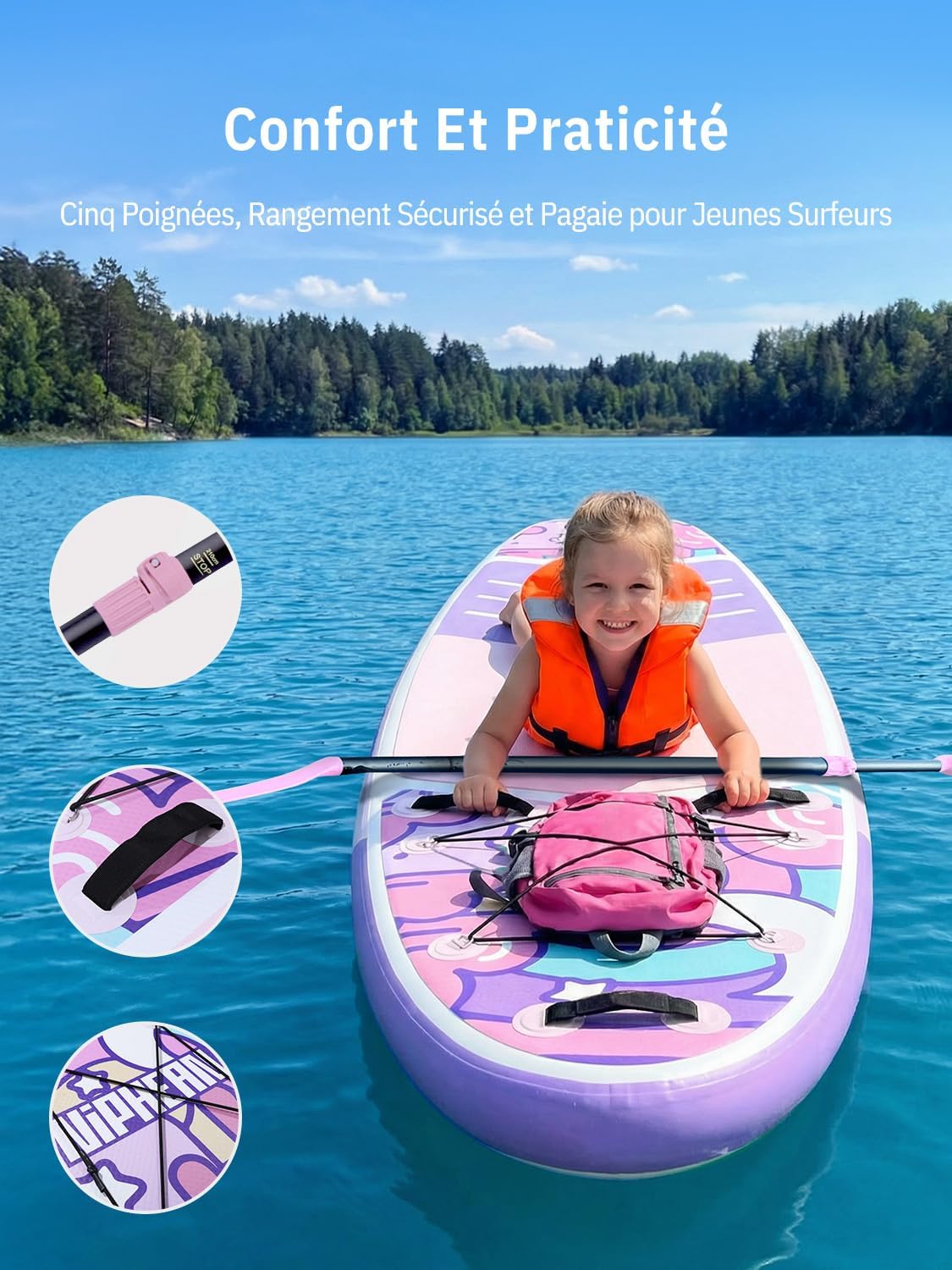 Niphean Paddle Gonflable Adulte avec Tous Les Accessoires, 320cm Planches de Stand Up Paddle Gonflables pour Tous Les Niveaux, Sup avec Capacité 200 kg pour 2 Personnes, Paddle Gonflable avec Siège