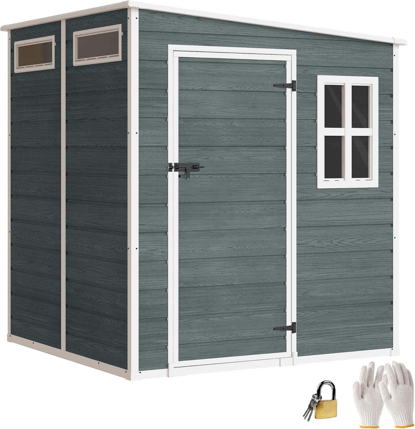 Outsunny - abri jardin résine, 3,3m², alu, plancher, fenêtres, 182x182x183cm