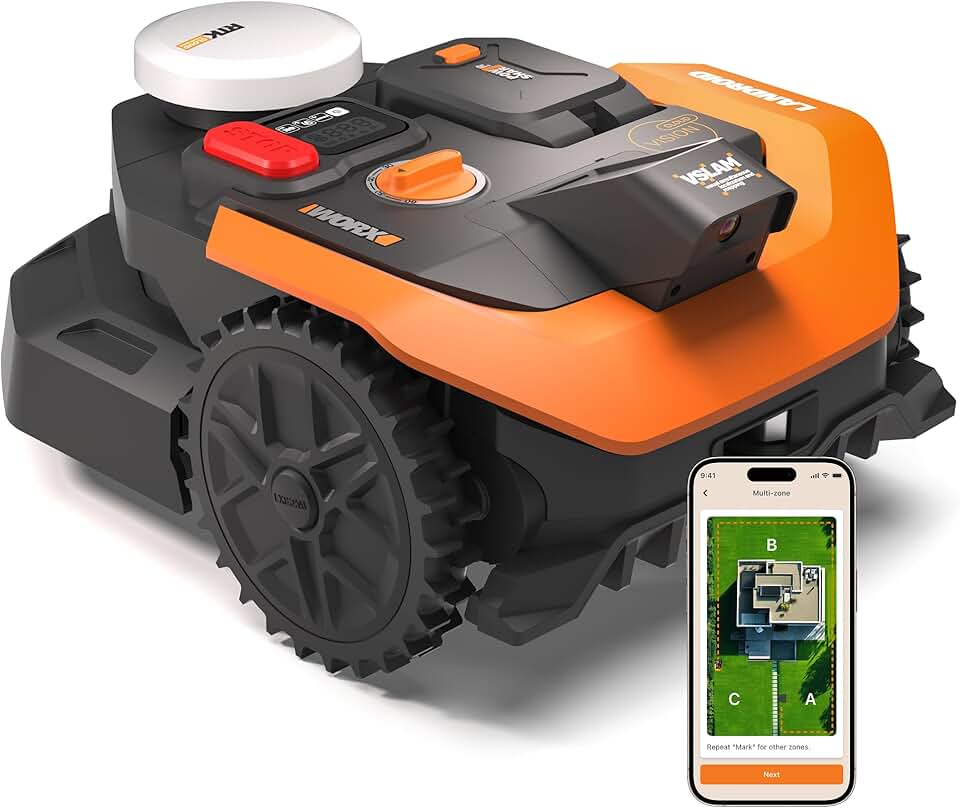 WORX - Tondeuse robot Vision Cloud 2WD - 500m², IA, VSLAM+RTK, appli - WR305E
