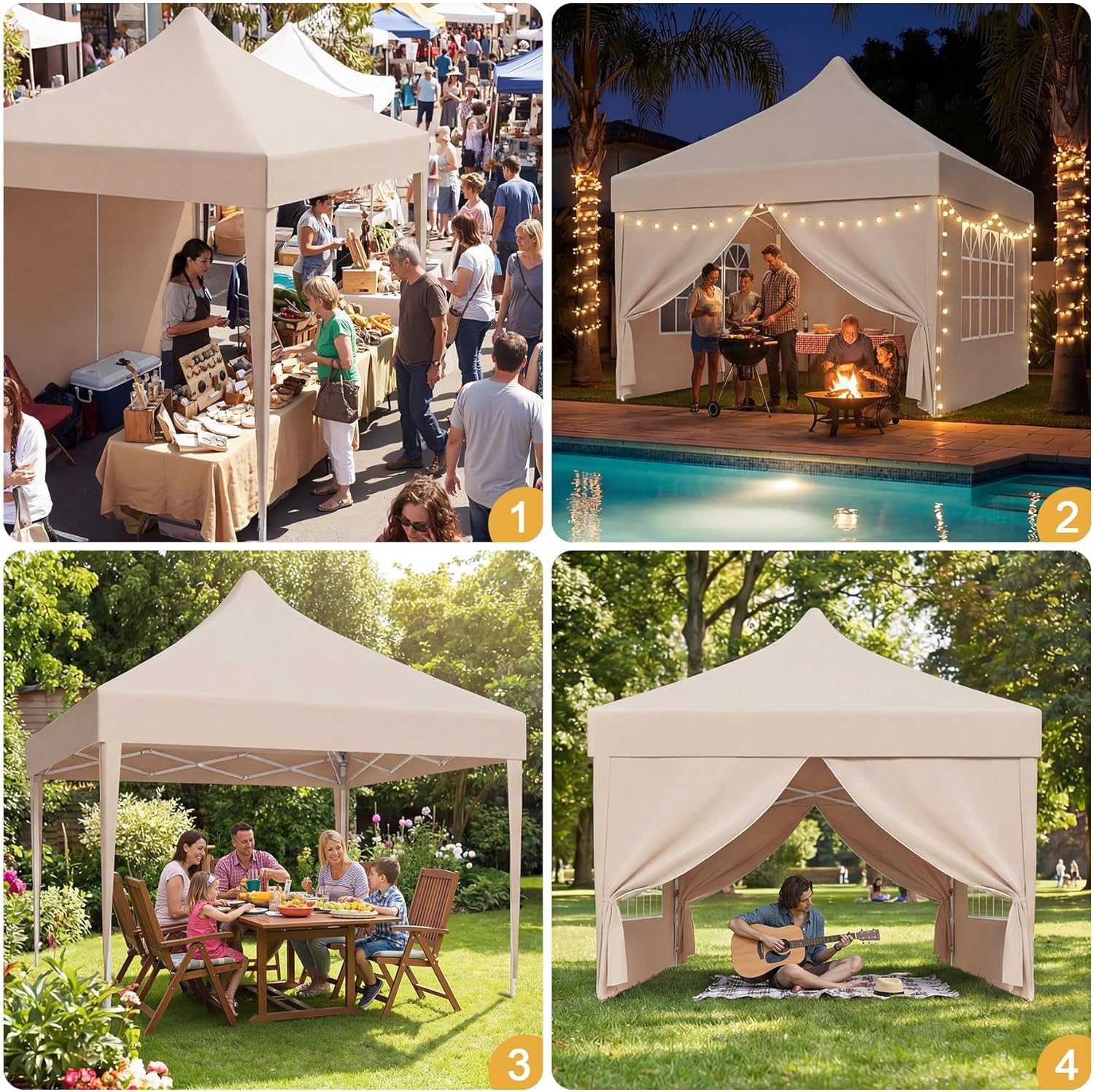 Devoko - tonnelle pliante - 3x3m - imperméable, réglable, robuste