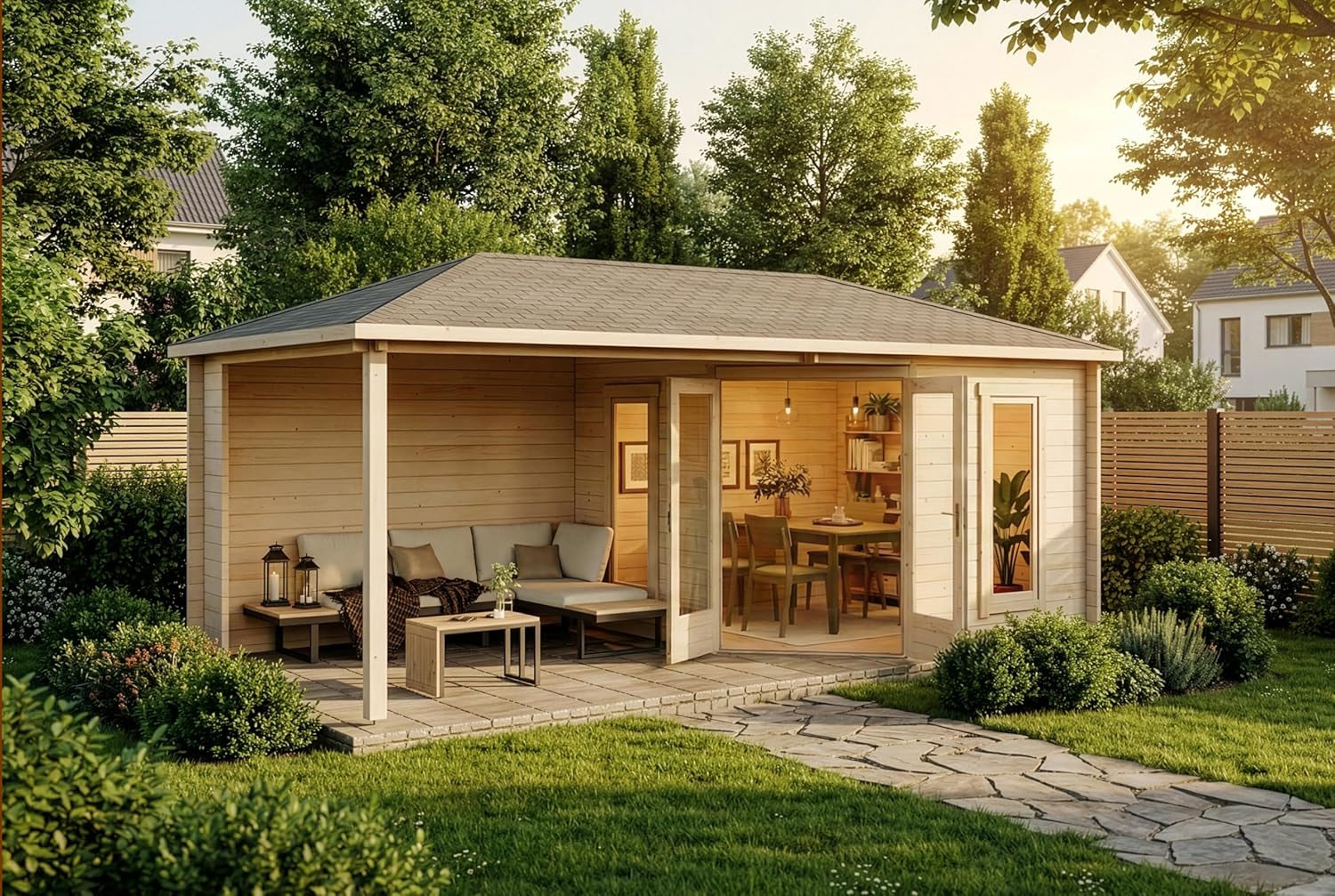 Alpholz - Liwa pentagonal - bois massif - abri jardin loisirs, toit croupe