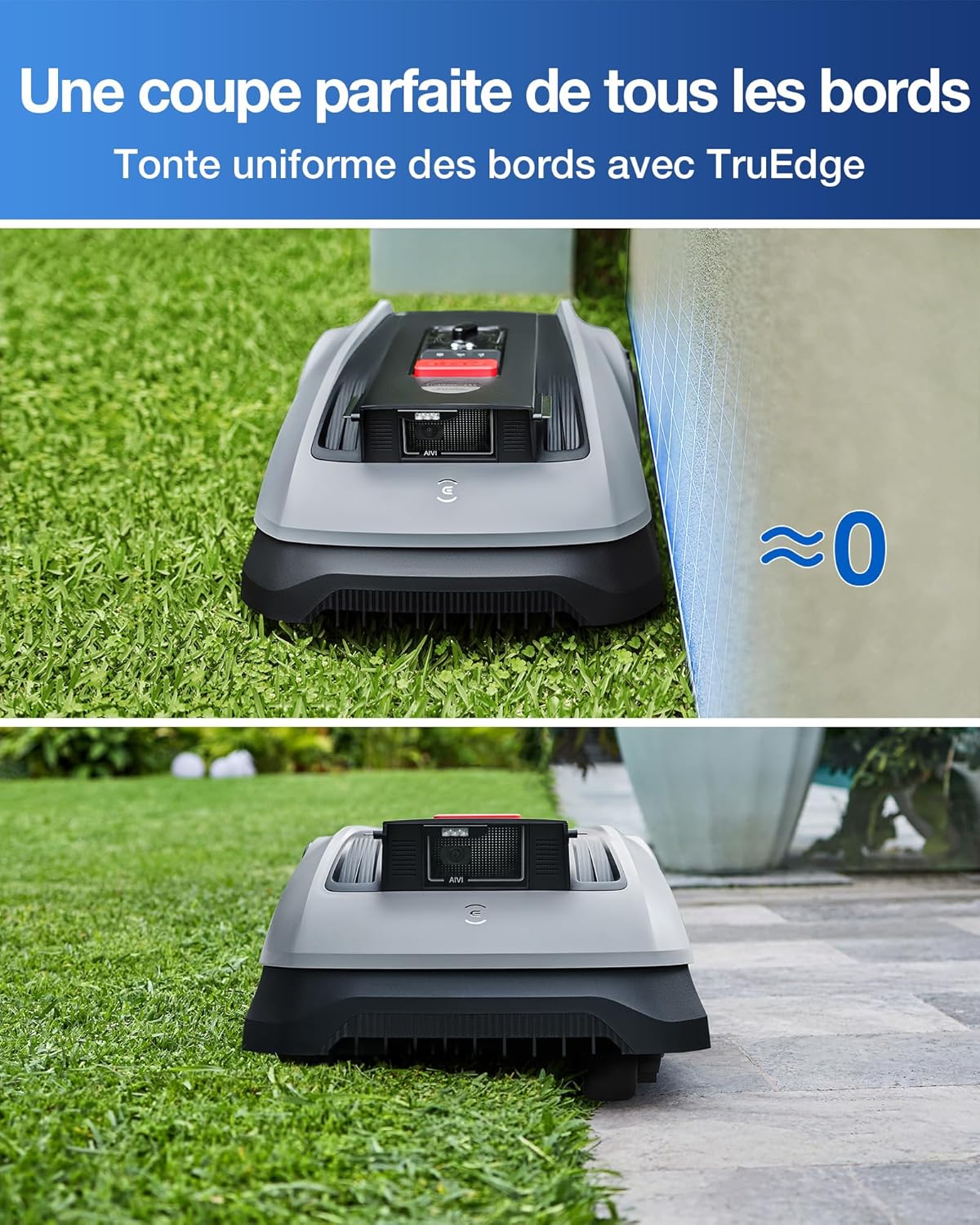 ECOVACS - O600 RTK Care Kit - 600 m² - Robot tondeuse RTK, IA, appli
