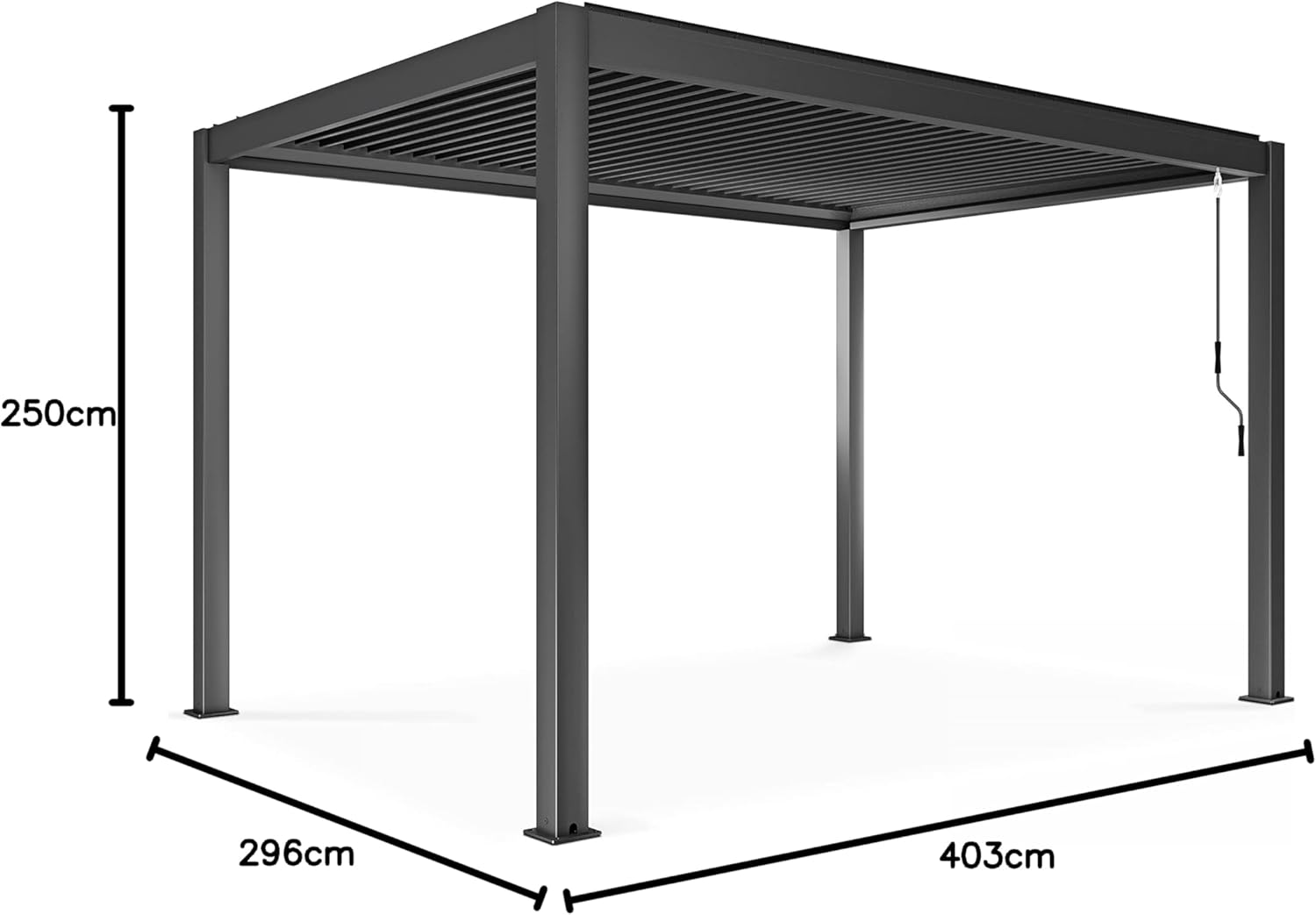 Oviala - Pergola bioclimatique 3x4m autoportée - 2 stores - gris