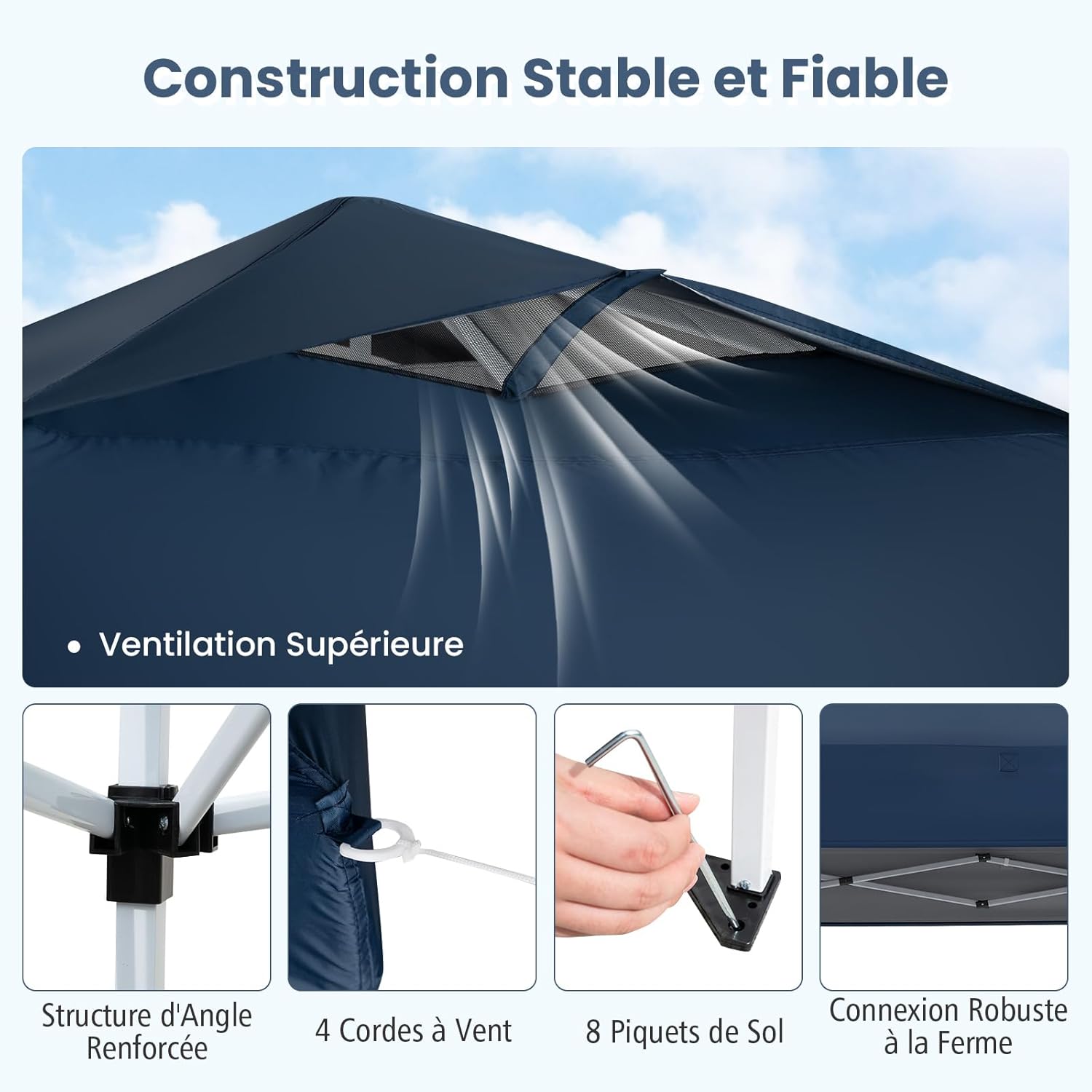 GOPLUS - Tonnelle pliante 3x3m, toit ventilé, sac et accessoires, protection solaire