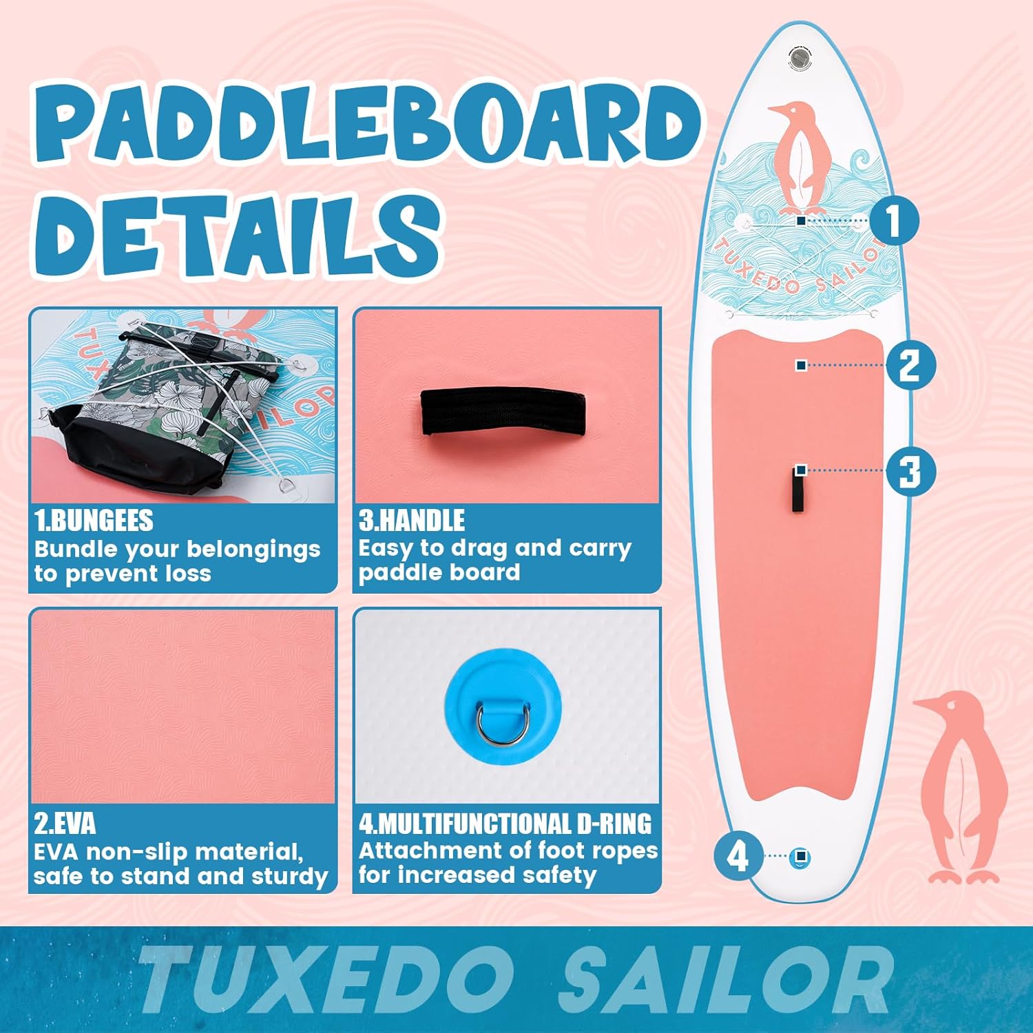 Tuxedo Sailor - SUP gonflable adulte 320cm - stable, kit complet