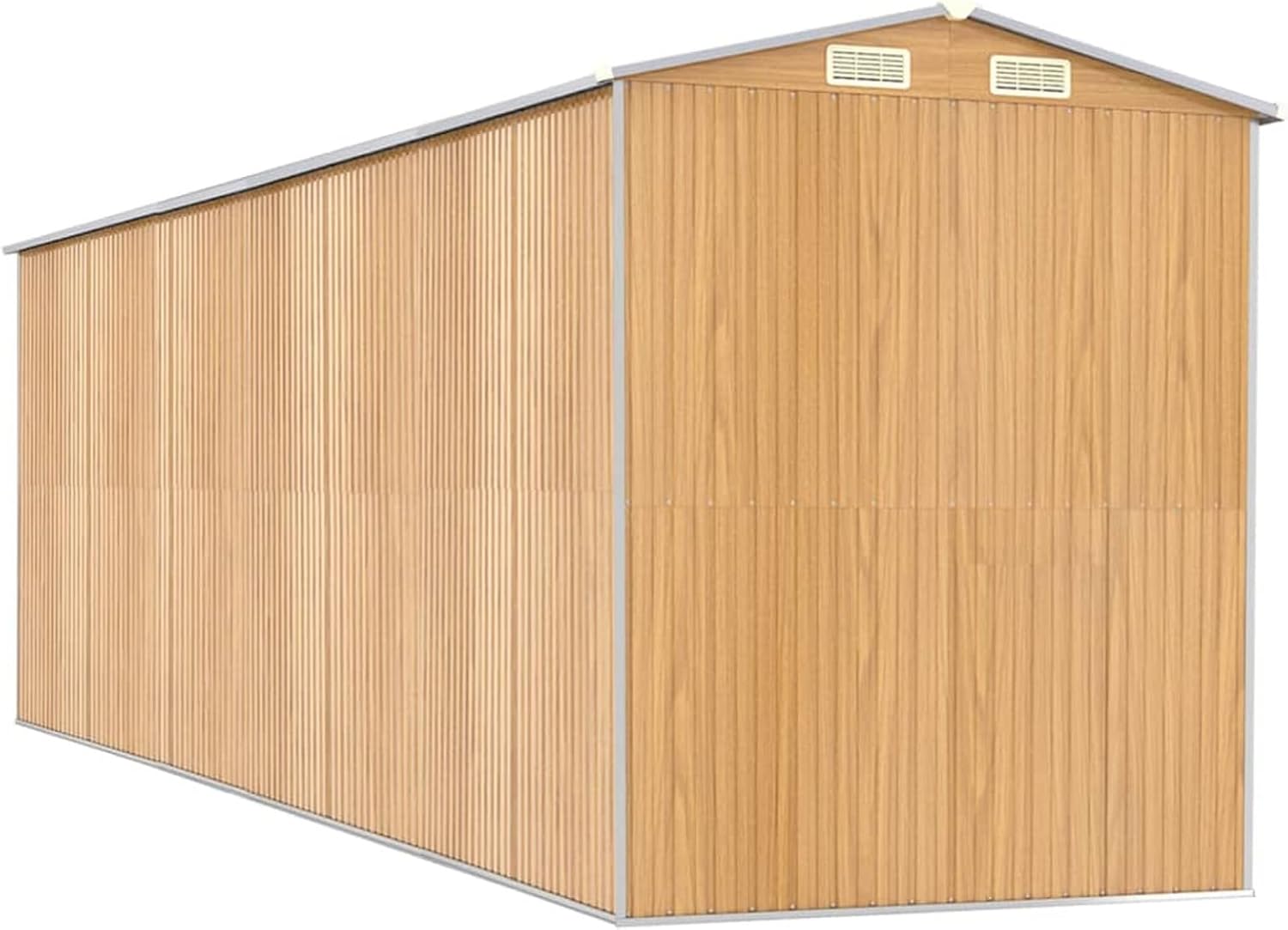 ShGaxin - abri de jardin acier galvanisé - 192x606x223 cm - marron clair