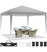 Cobizi Tonnelle 3 x 3, tonnelle pliable 3 x 3 cm, étanche, stable, tente de réception 3 x 3, pavillon de jardin, protection UV
