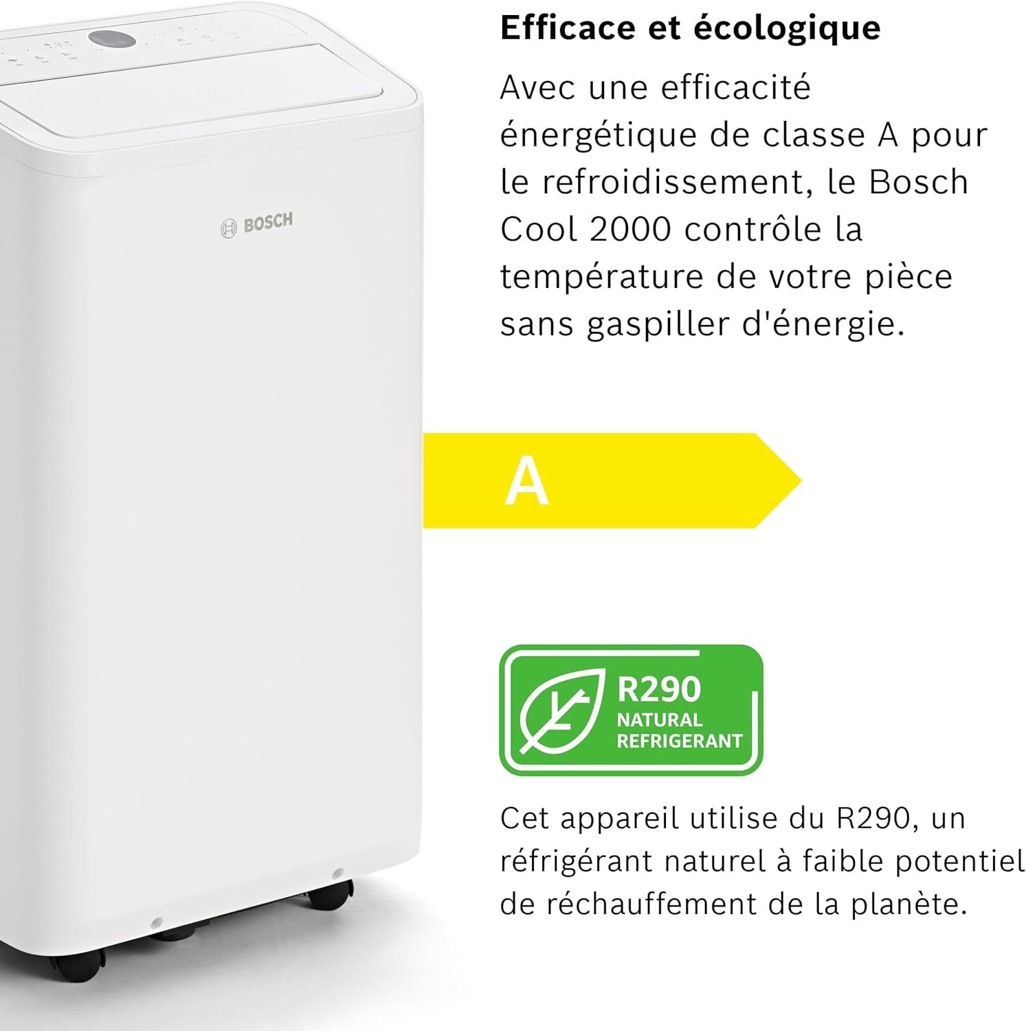 Bosch - Cool 2000 - climatiseur 2,6kW, 3-en-1, pièces 35m², 46 dB